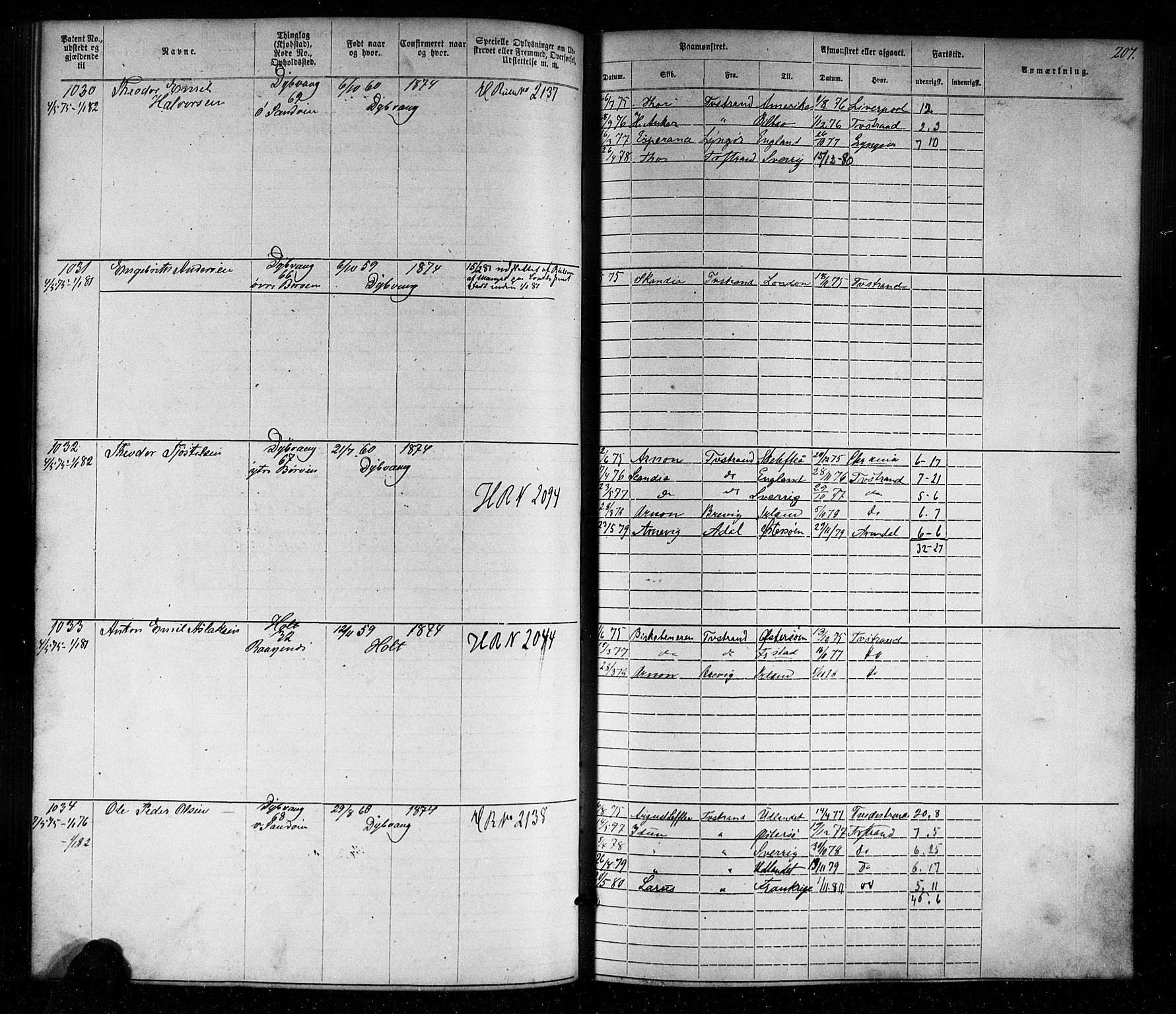 Tvedestrand mønstringskrets, SAK/2031-0011/F/Fa/L0003: Annotasjonsrulle nr 1-1905 med register, U-25, 1866-1886, p. 230