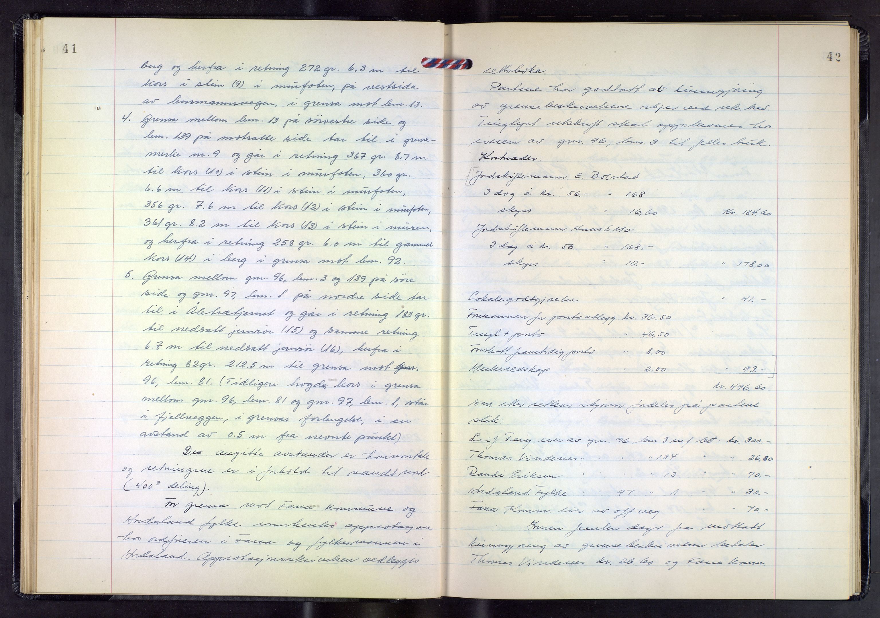 Hordaland jordskiftedøme - III Midhordland jordskiftedistrikt, AV/SAB-A-7001/A/Aa/L0034: Forhandlingsprotokoll, 1961-1967, p. 41-42