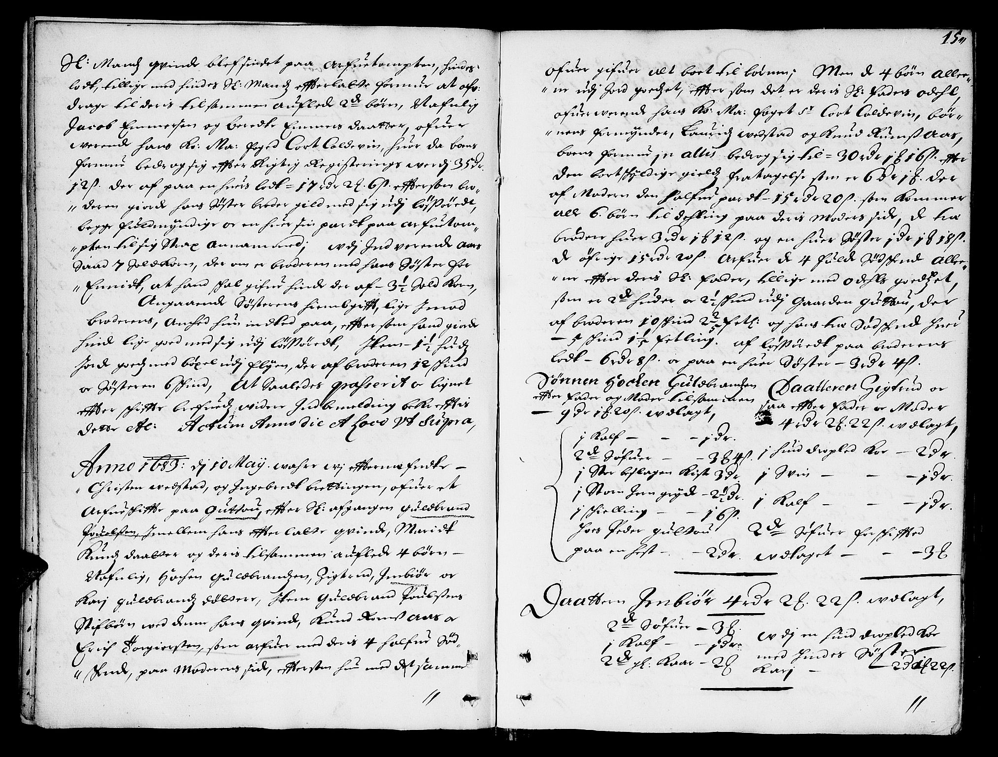 Sorenskriverier i Gudbrandsdalen, AV/SAH-TING-036/J/Ja/Jab/L0001: Skifteprotokoll - Sør-Gudbrandsdal, 1682-1721, p. 14b-15a