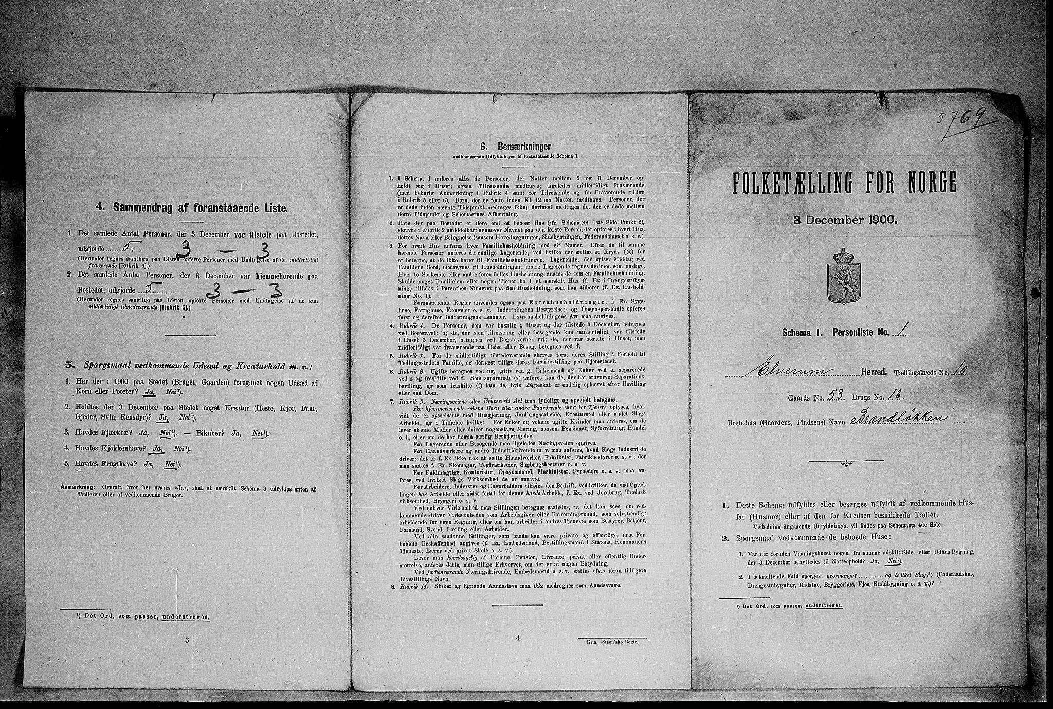 SAH, 1900 census for Elverum, 1900, p. 1201