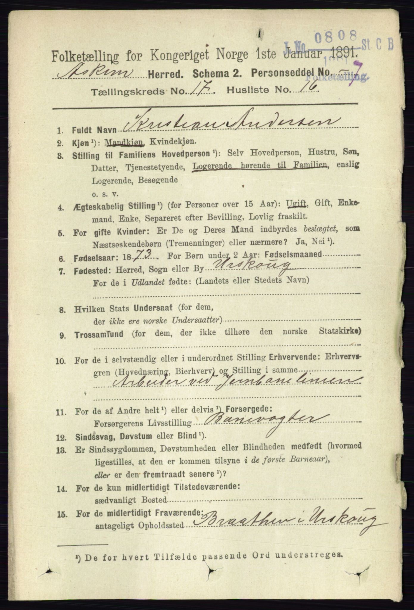 RA, 1891 census for 0124 Askim, 1891, p. 2946