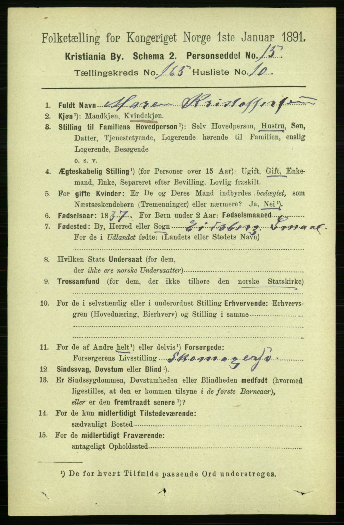 RA, 1891 census for 0301 Kristiania, 1891, p. 95627