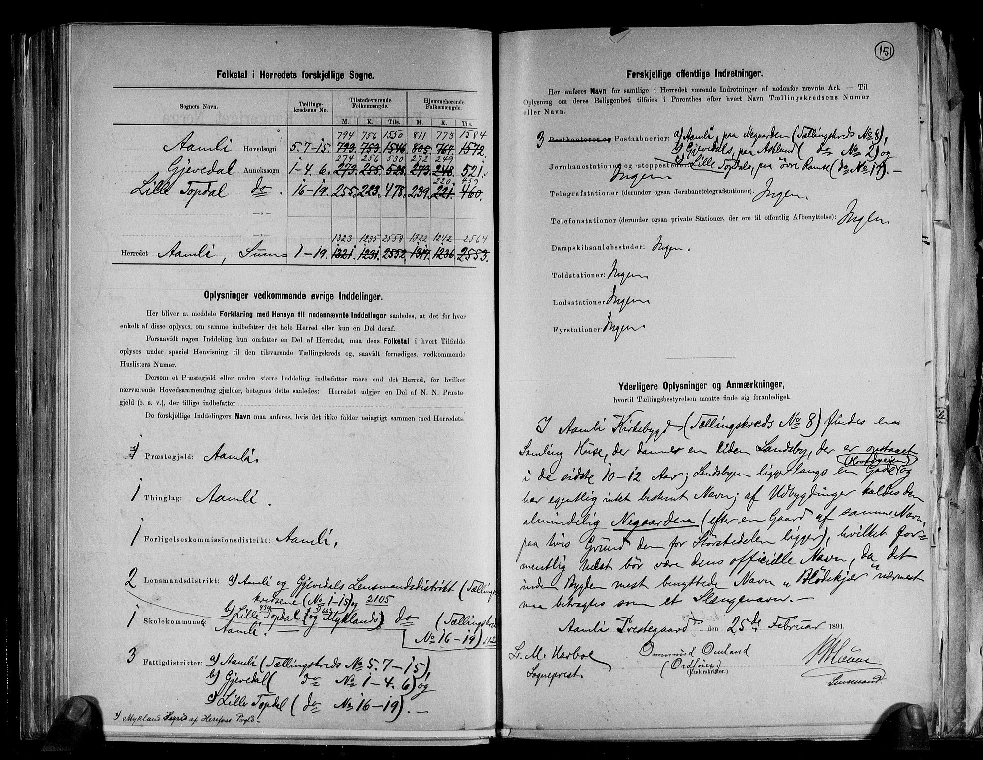 RA, 1891 census for 0929 Åmli, 1891, p. 3