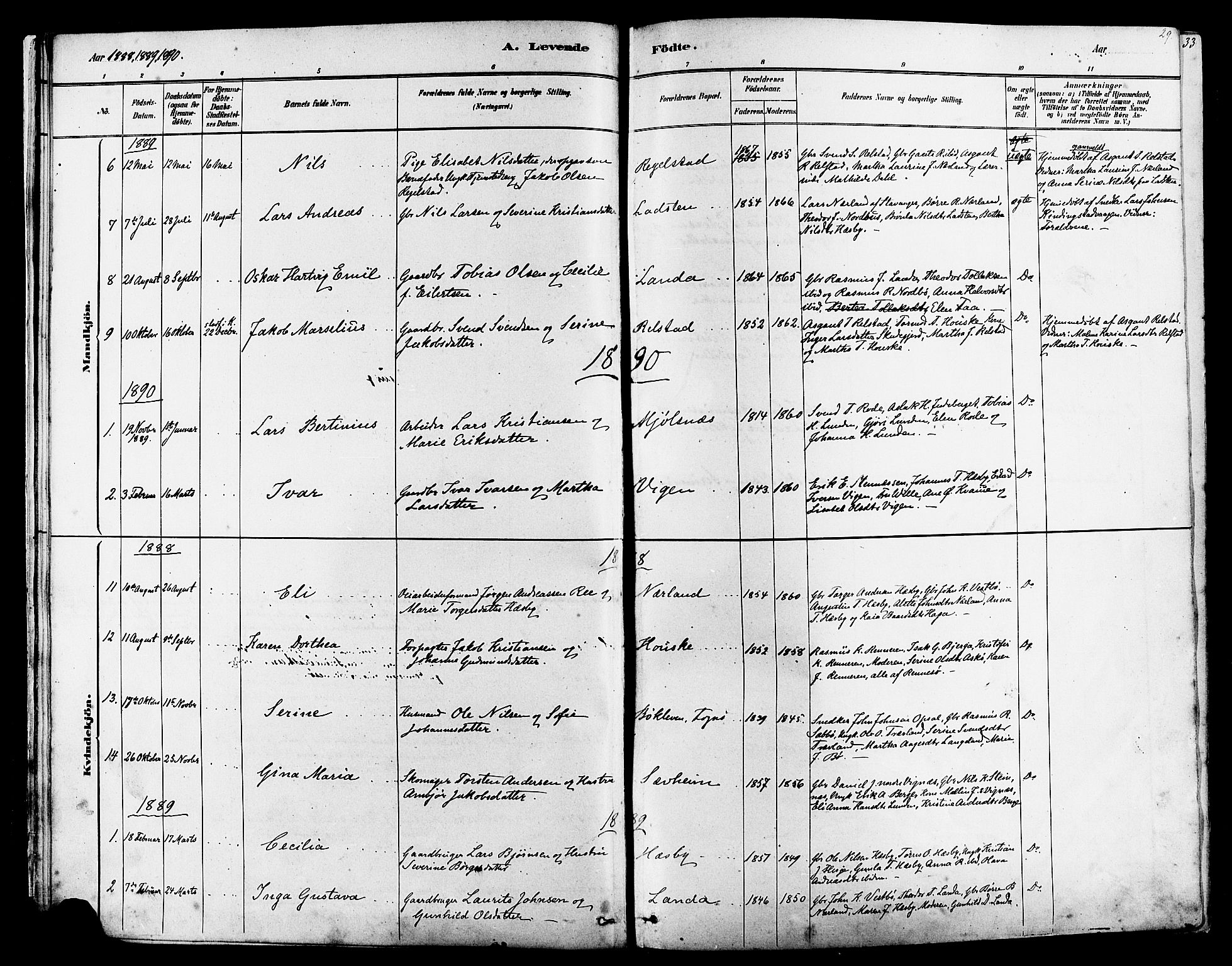 Finnøy sokneprestkontor, SAST/A-101825/H/Ha/Haa/L0010: Parish register (official) no. A 10, 1879-1890, p. 29