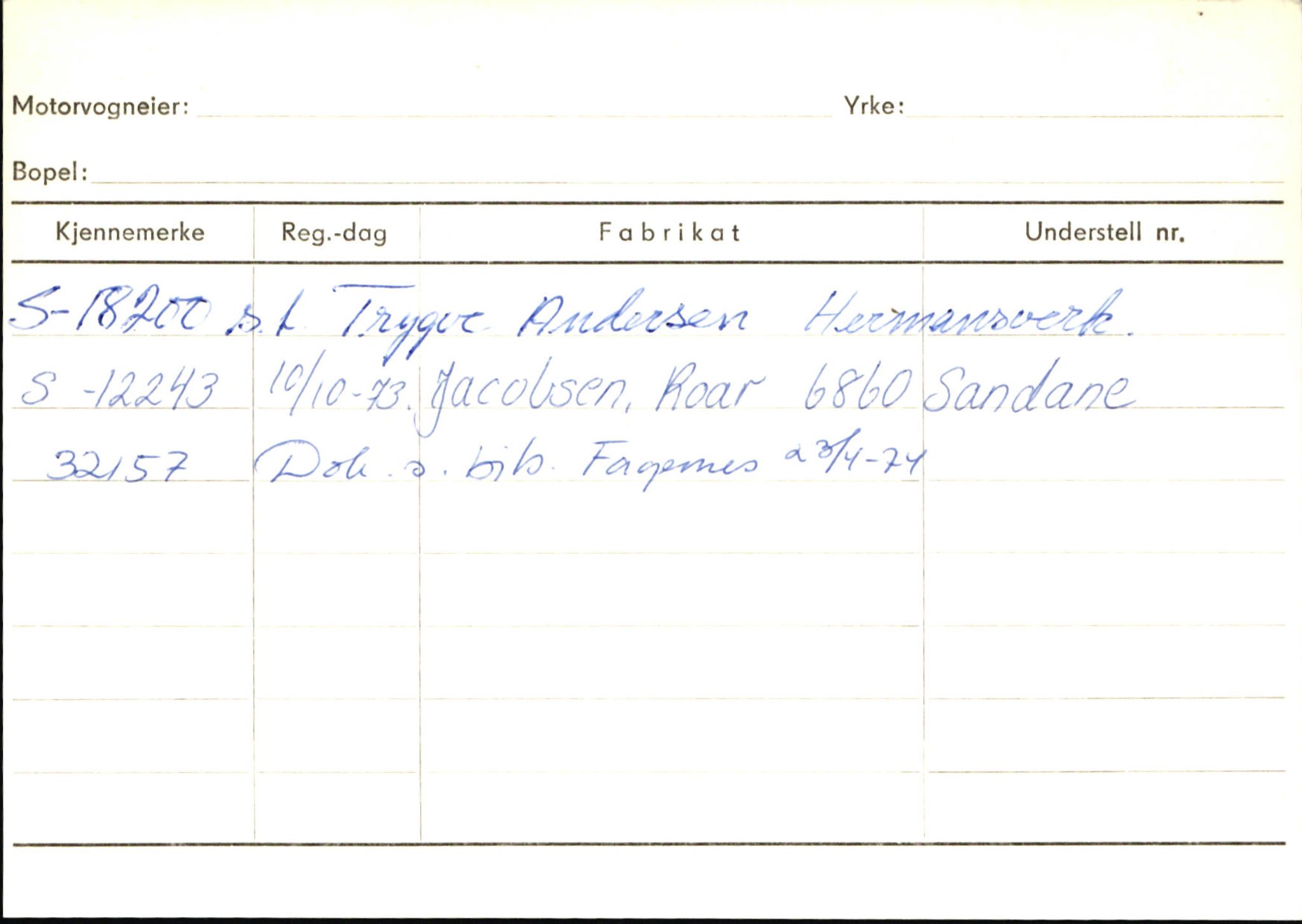 Statens vegvesen, Sogn og Fjordane vegkontor, AV/SAB-A-5301/4/F/L0145: Registerkort Vågsøy S-Å. Årdal I-P, 1945-1975, p. 1410