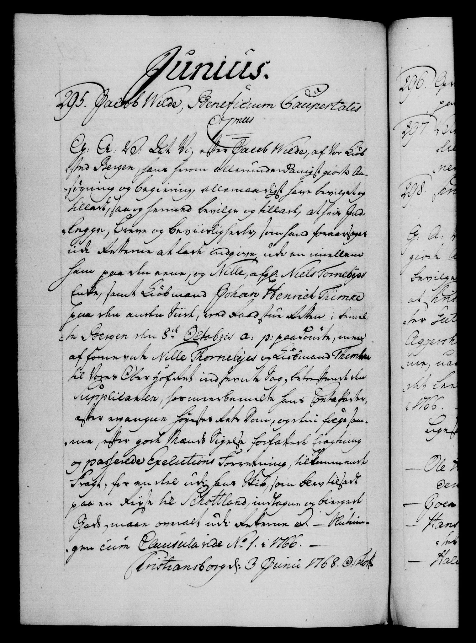 Danske Kanselli 1572-1799, AV/RA-EA-3023/F/Fc/Fca/Fcaa/L0043: Norske registre, 1766-1768, p. 641b