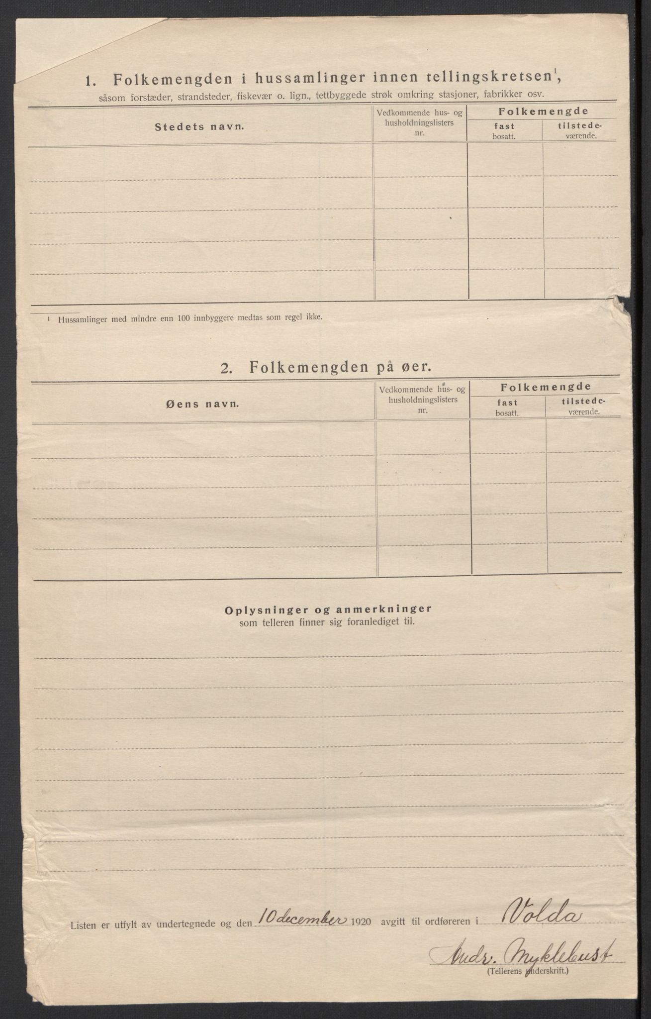 SAT, 1920 census for Volda, 1920, p. 14