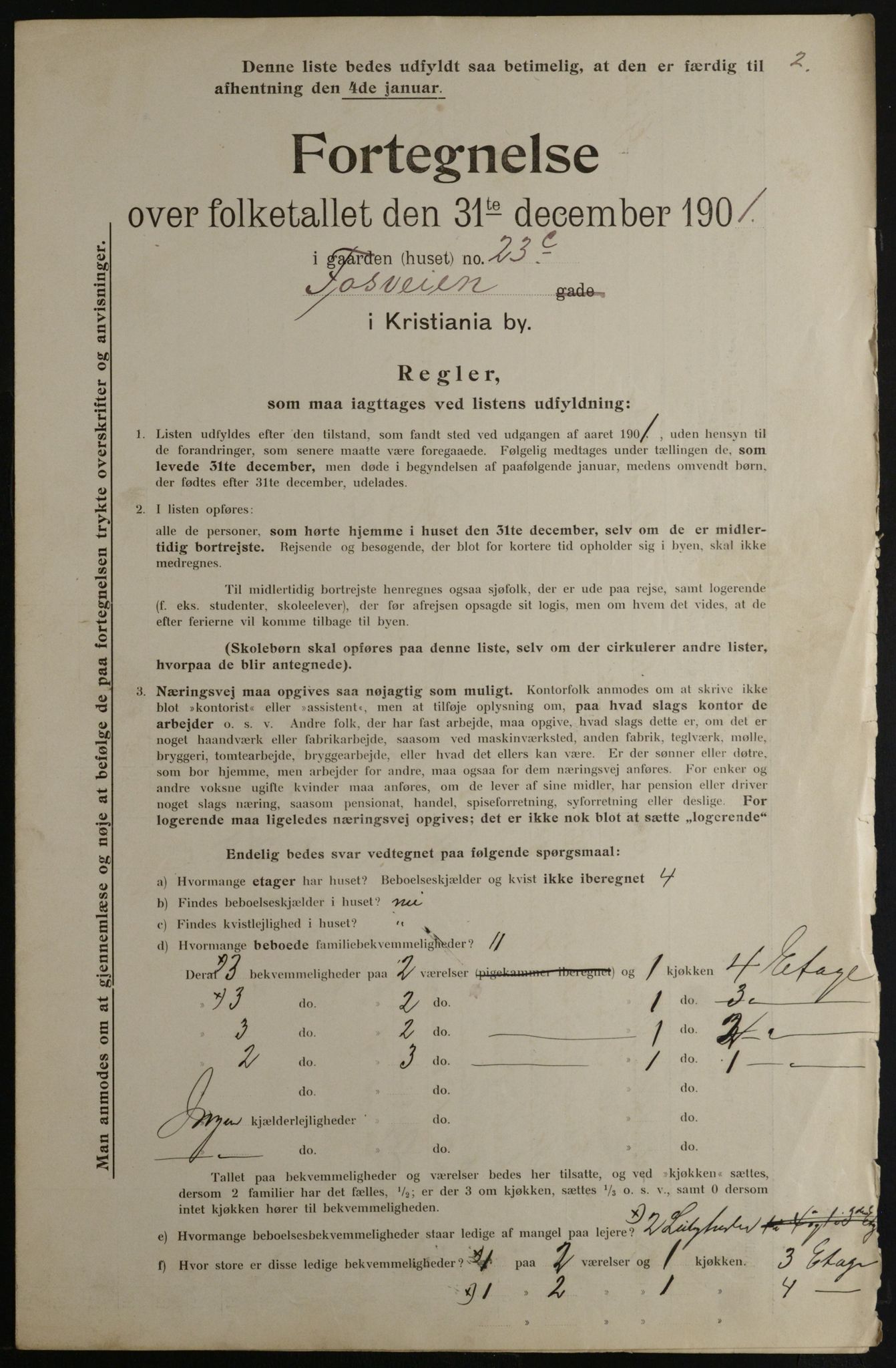 OBA, Municipal Census 1901 for Kristiania, 1901, p. 4105