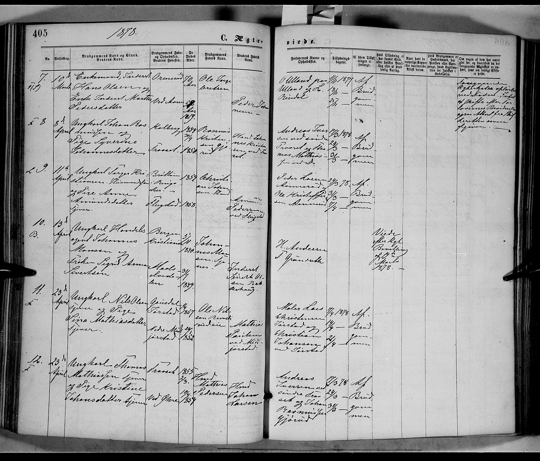 Fåberg prestekontor, AV/SAH-PREST-086/H/Ha/Haa/L0007: Parish register (official) no. 7, 1868-1878, p. 405