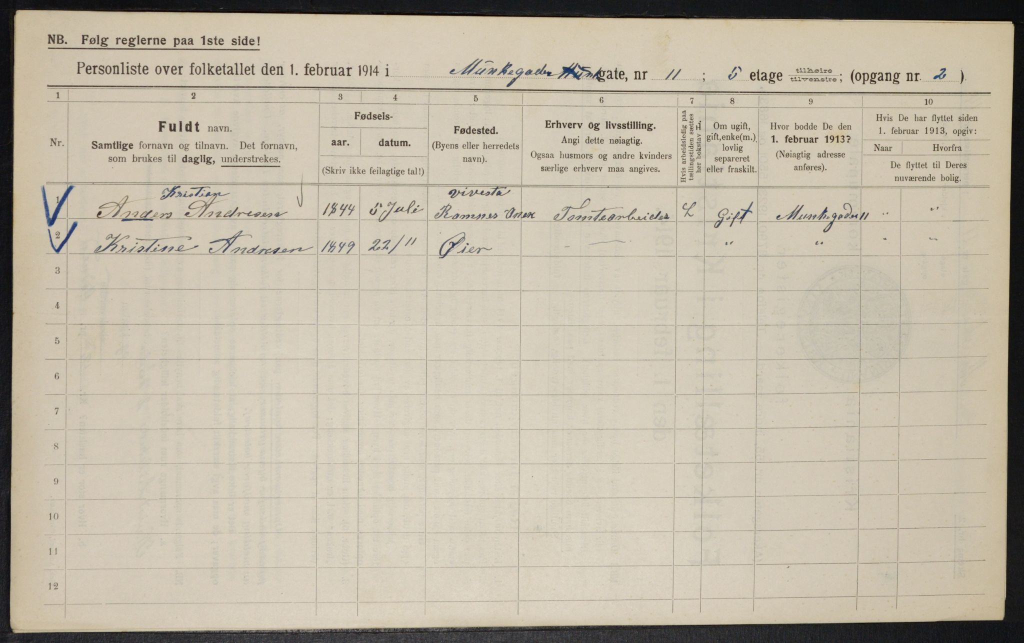 OBA, Municipal Census 1914 for Kristiania, 1914, p. 68089