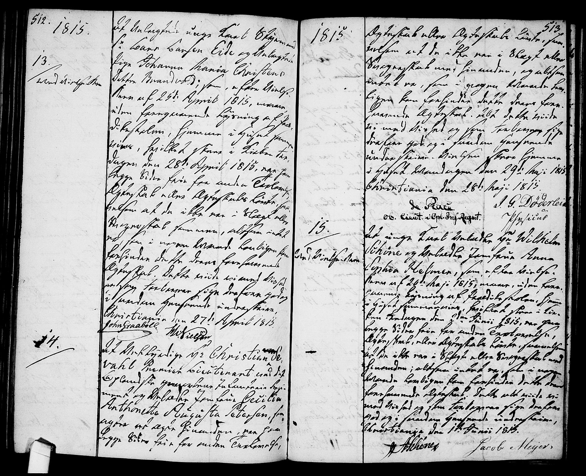 Oslo domkirke Kirkebøker, SAO/A-10752/L/La/L0011: Best man's statements no. 11, 1807-1819, p. 512-513