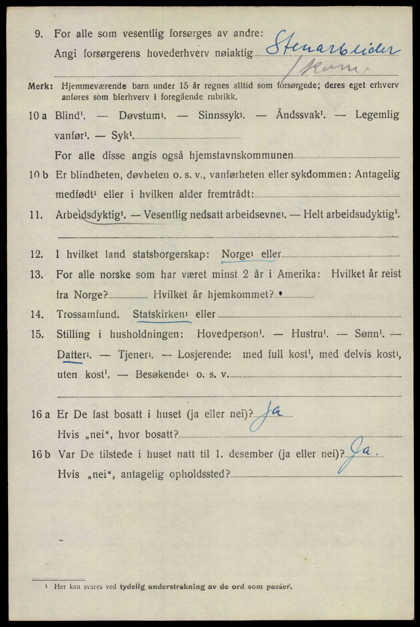 SAO, 1920 census for Ullensaker, 1920, p. 9036