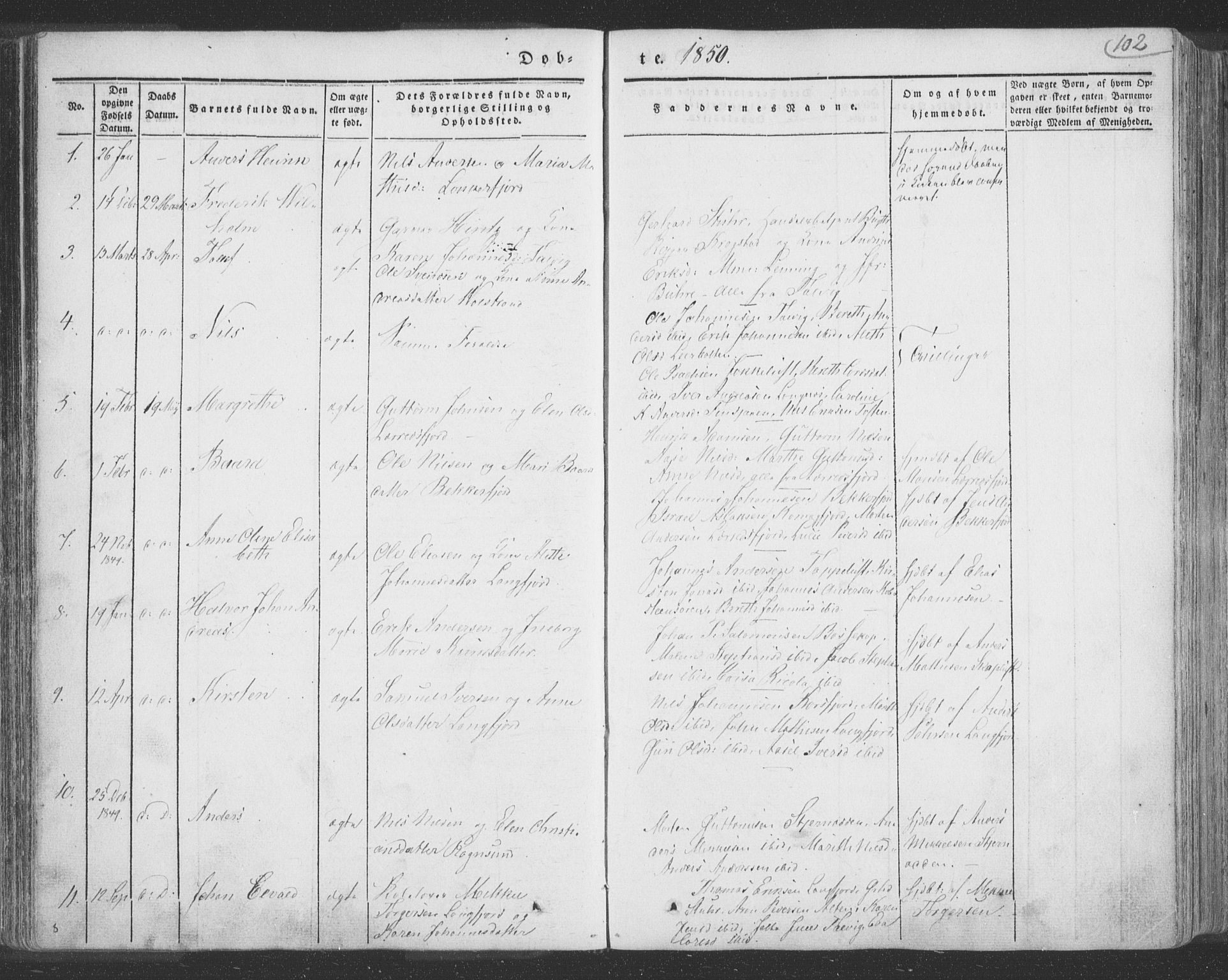 Talvik sokneprestkontor, SATØ/S-1337/H/Ha/L0009kirke: Parish register (official) no. 9, 1837-1852, p. 102