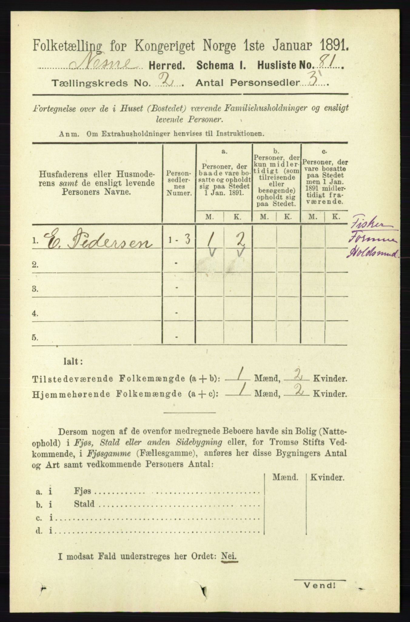 RA, 1891 census for 1828 Nesna, 1891, p. 825