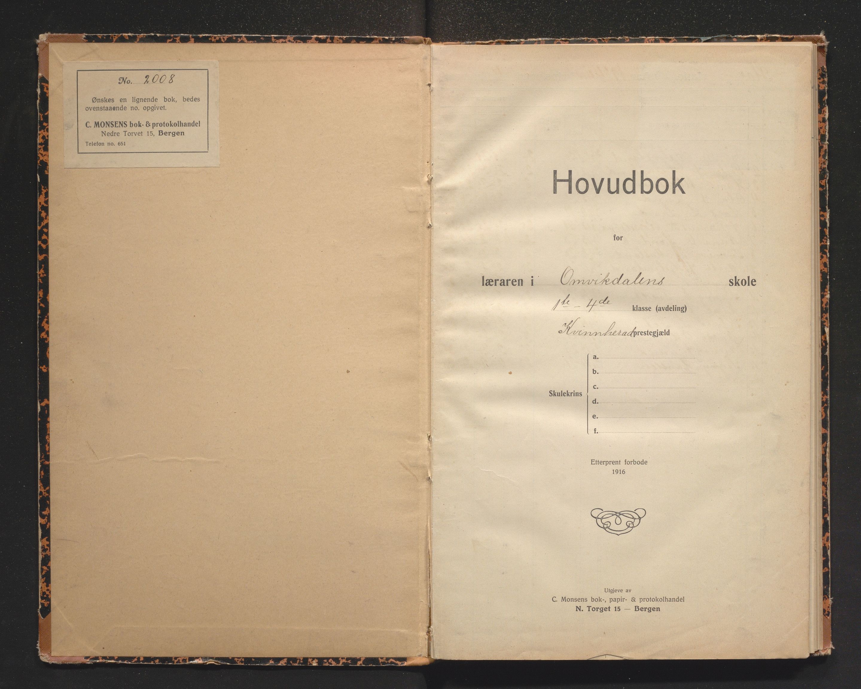 Kvinnherad kommune. Barneskulane, IKAH/1224-231/F/Fe/L0011: Skuleprotokoll for Omvikdalen krins , 1924-1965