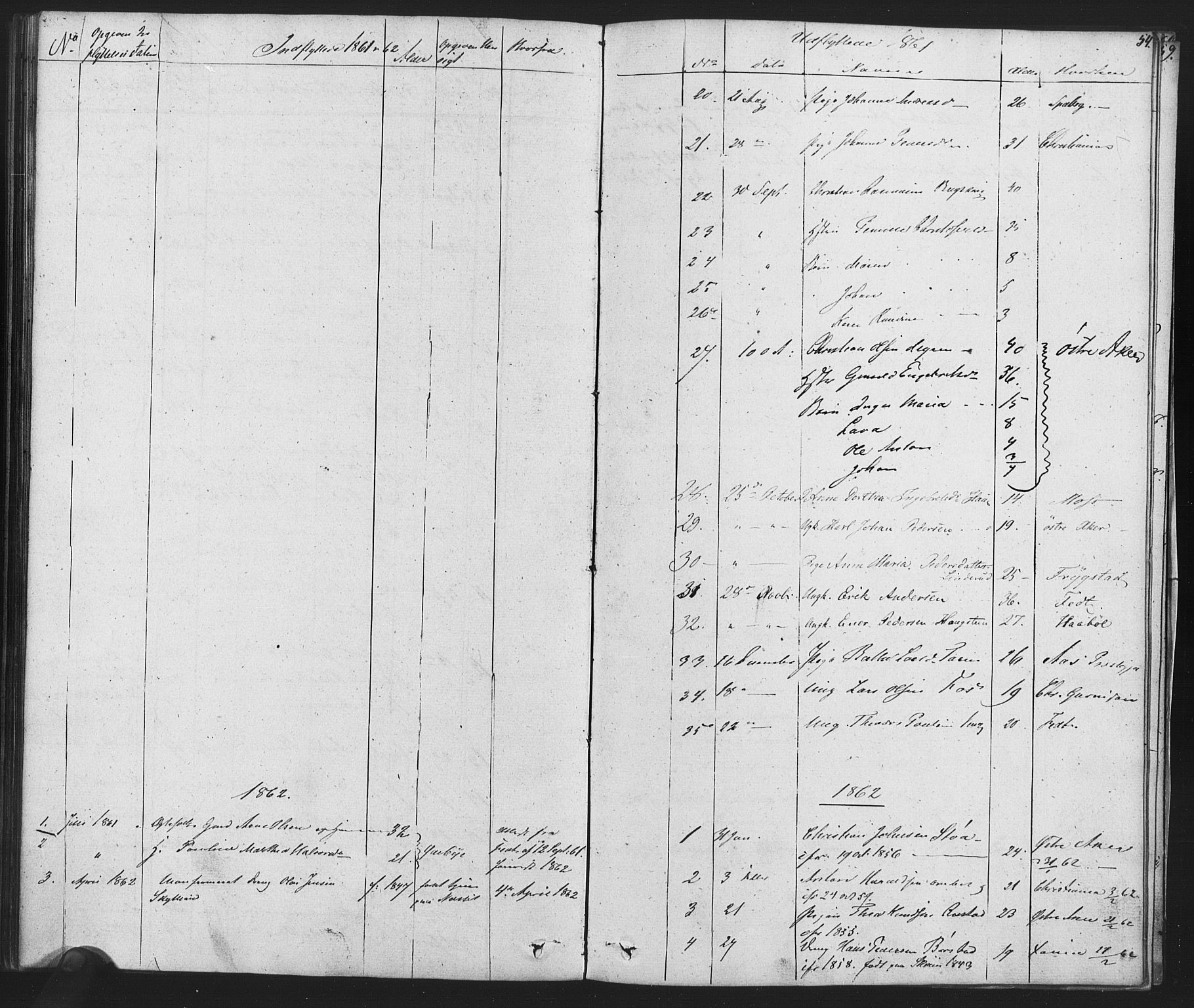 Enebakk prestekontor Kirkebøker, SAO/A-10171c/F/Fa/L0014: Parish register (official) no. I 14, 1833-1878, p. 54
