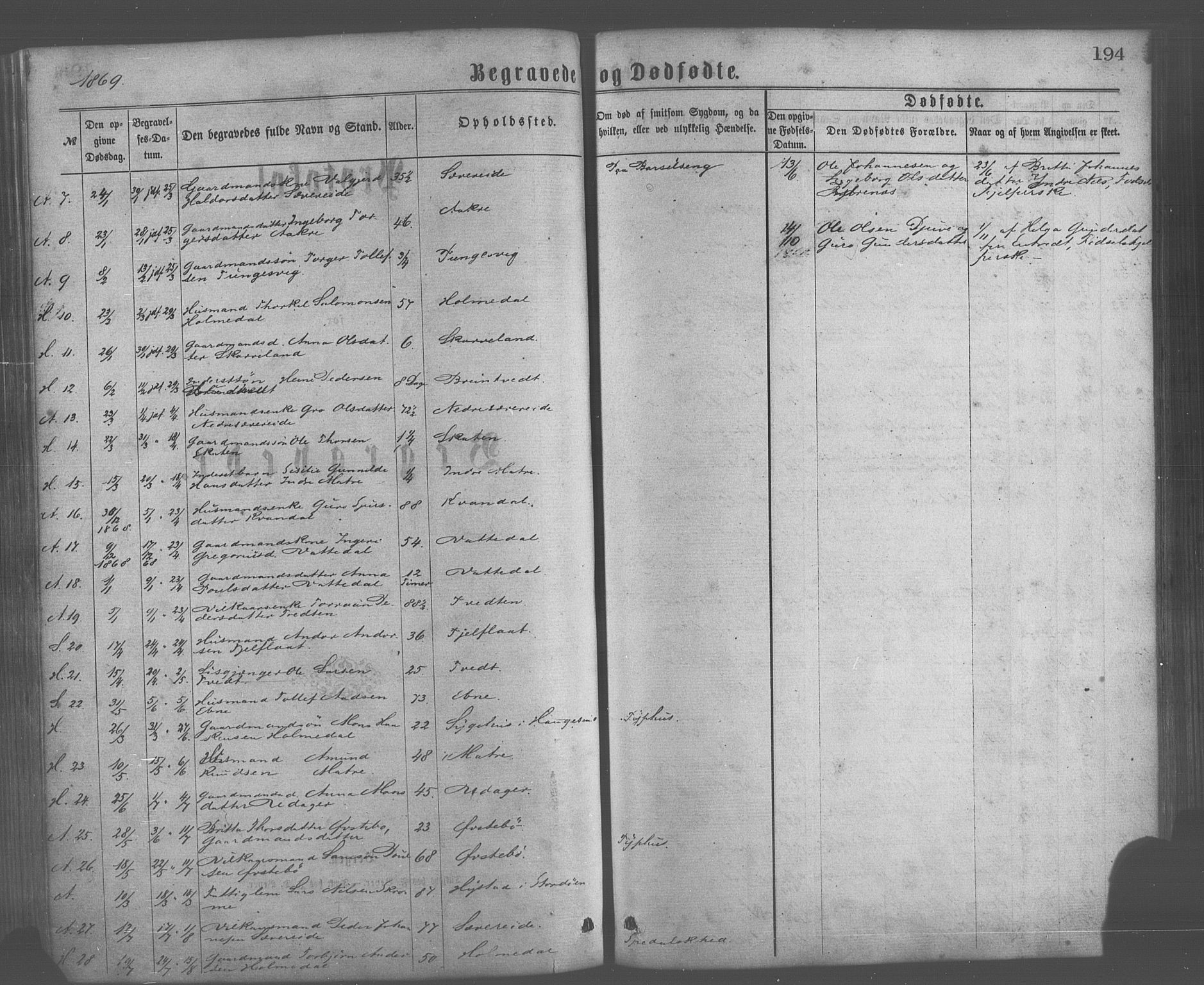 Skånevik sokneprestembete, AV/SAB-A-77801/H/Haa: Parish register (official) no. A 6, 1869-1878, p. 194