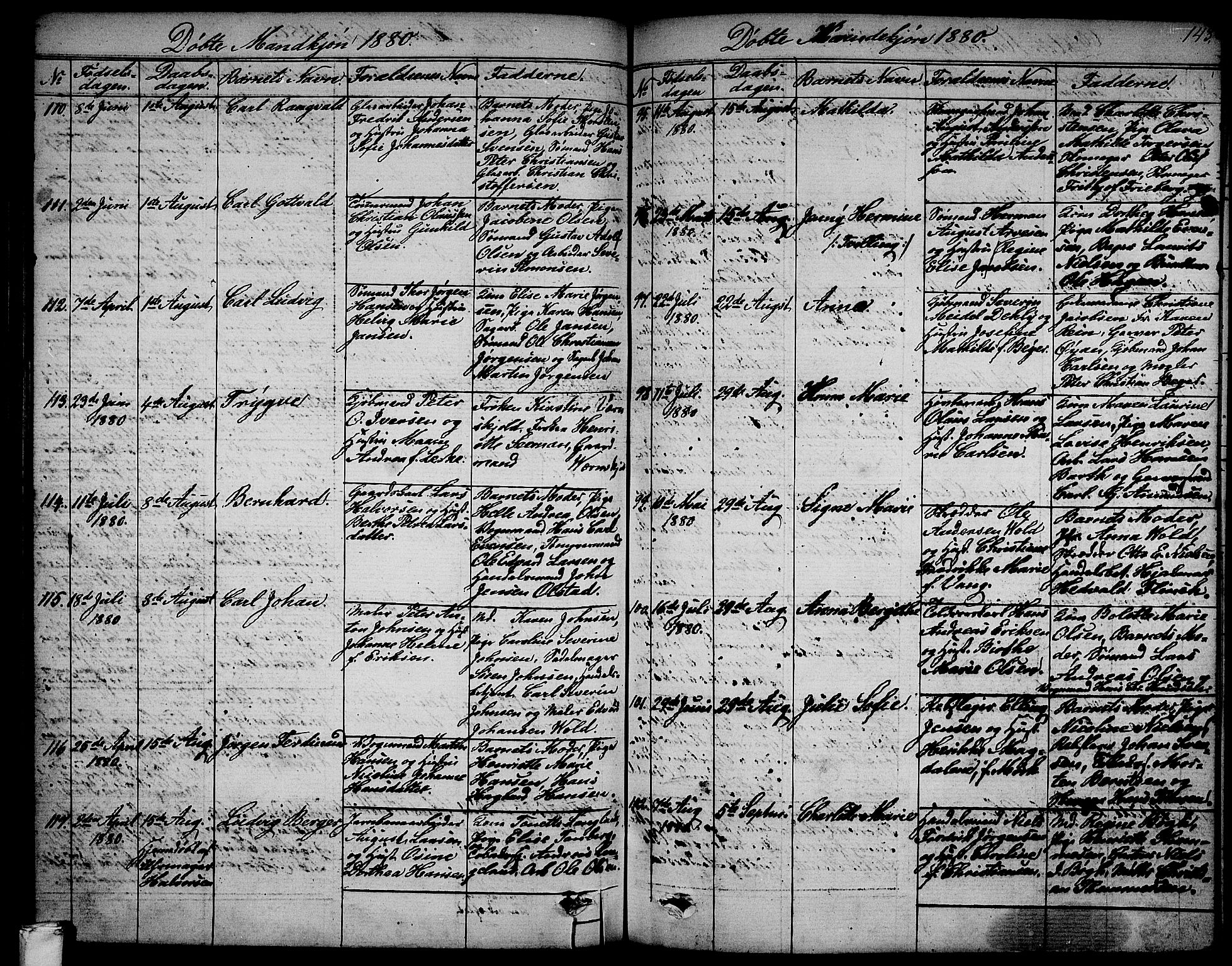 Larvik kirkebøker, SAKO/A-352/G/Ga/L0004: Parish register (copy) no. I 4, 1871-1888, p. 143