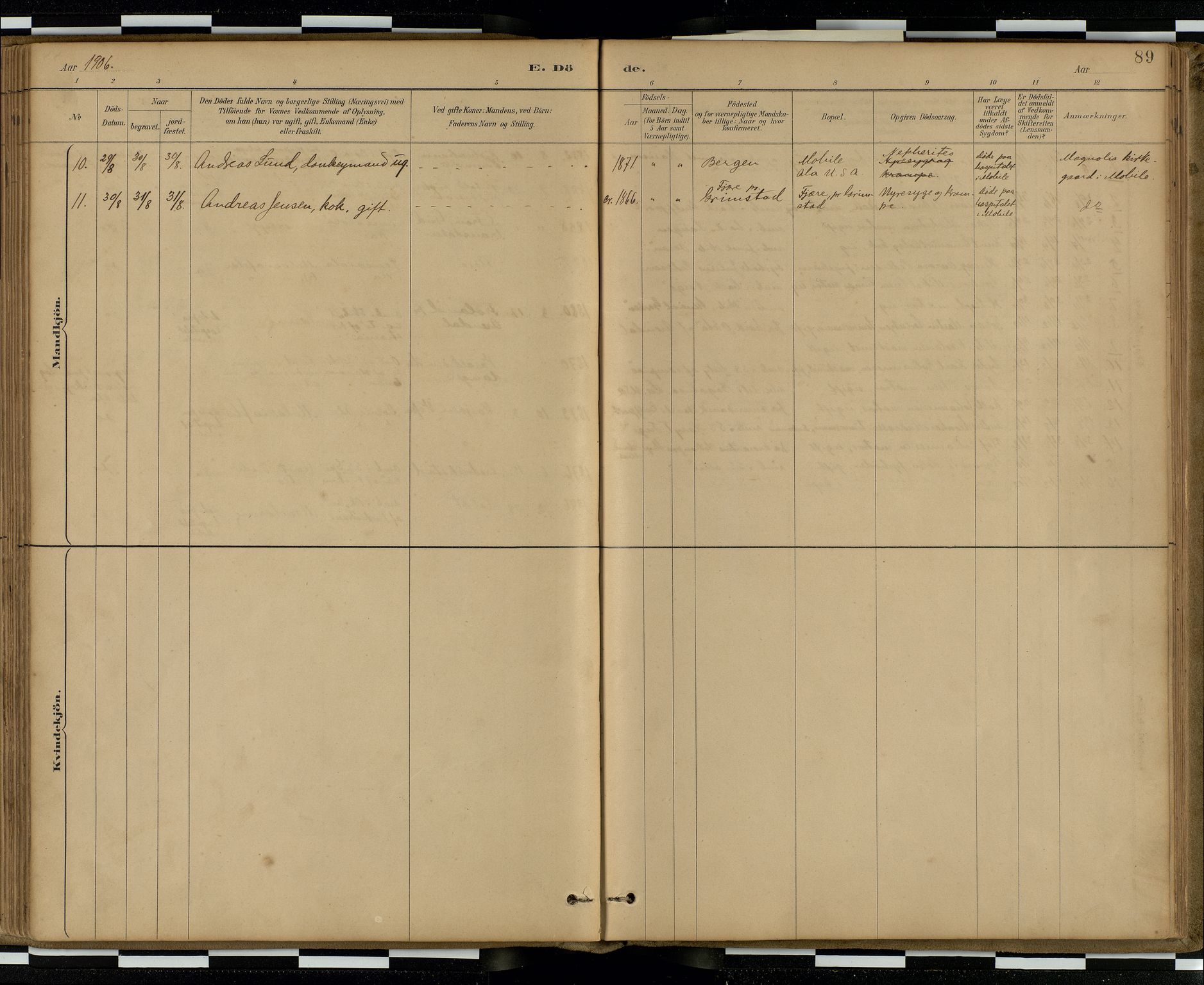 Den norske sjømannsmisjon i utlandet / Quebec (Canada) samt Pensacola--Savannah-Mobile-New Orleans-Gulfport (Gulfhamnene i USA), SAB/SAB/PA-0114/H/Ha/L0001: Parish register (official) no. A 1, 1887-1924, p. 88b-89a