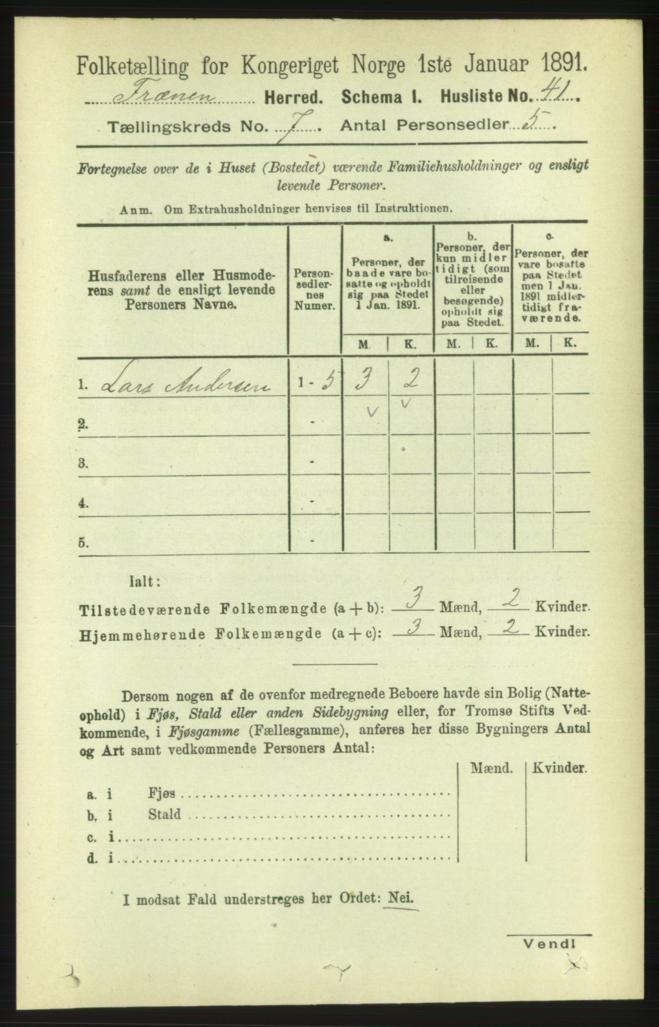 RA, 1891 census for 1548 Fræna, 1891, p. 2326