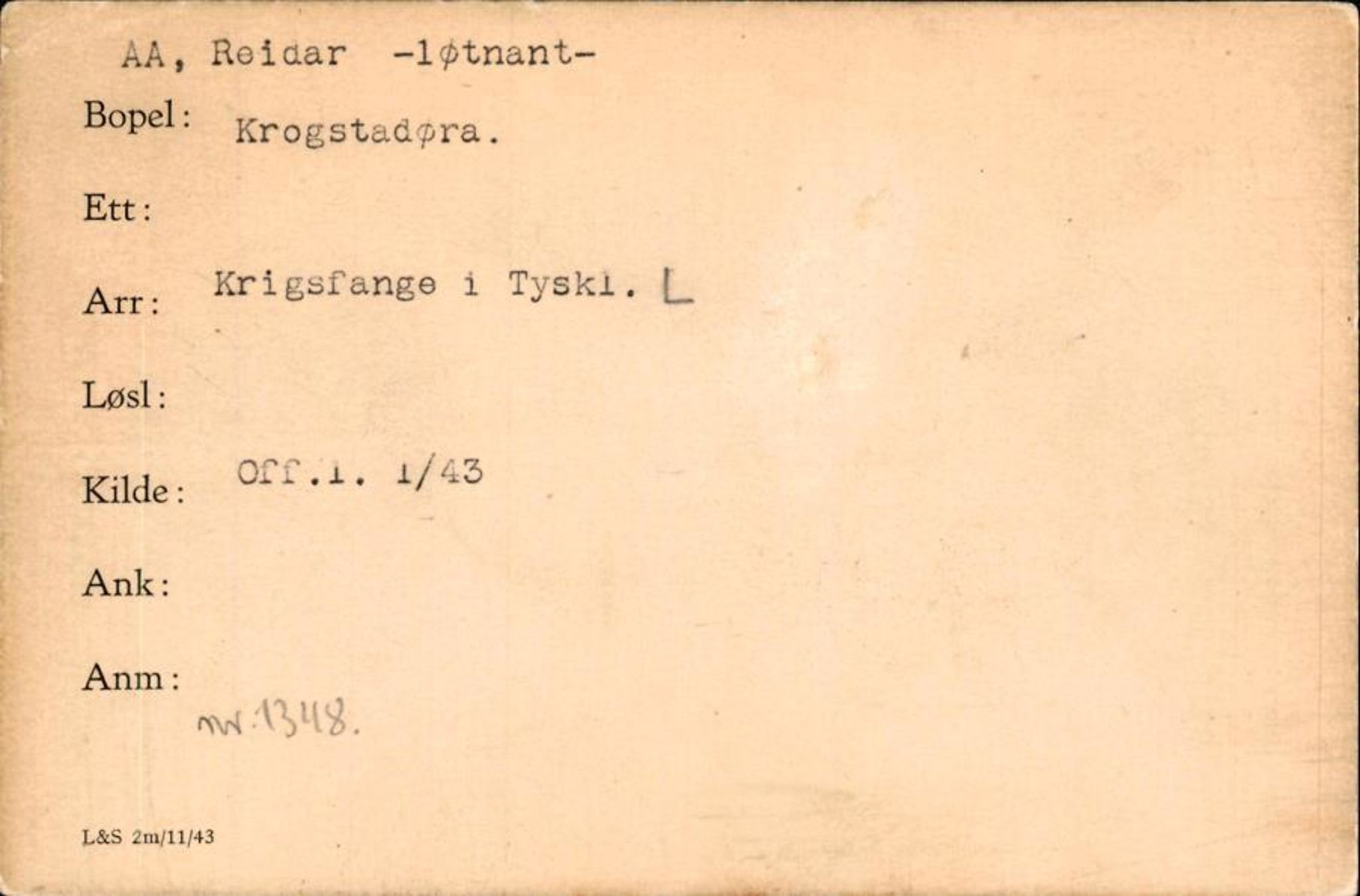 Forsvaret, Forsvarets krigshistoriske avdeling, AV/RA-RAFA-2017/Y/Yf/L0200: II-C-11-2102  -  Norske krigsfanger i Tyskland, 1940-1945, p. 1