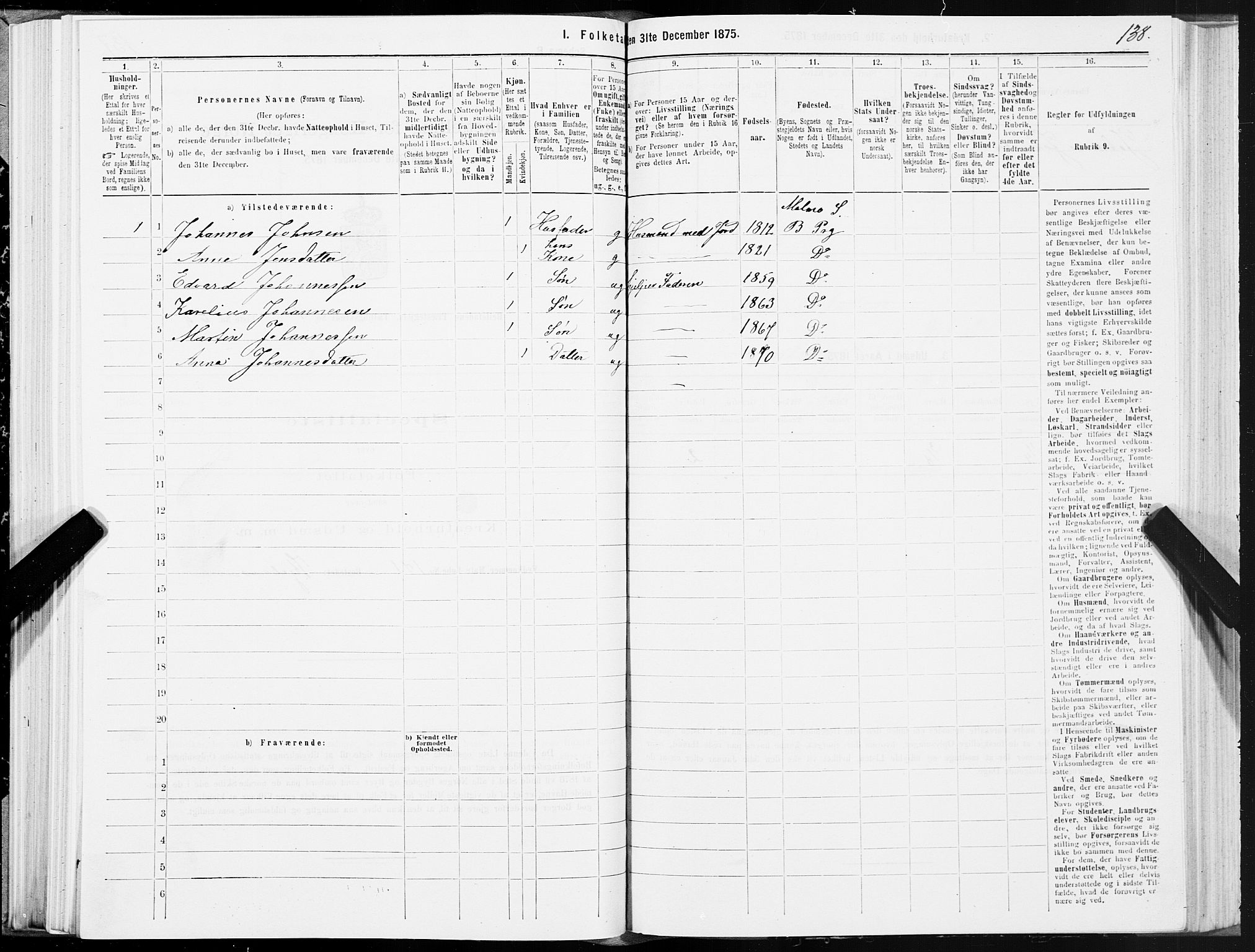 SAT, 1875 census for 1727P Beitstad, 1875, p. 1138