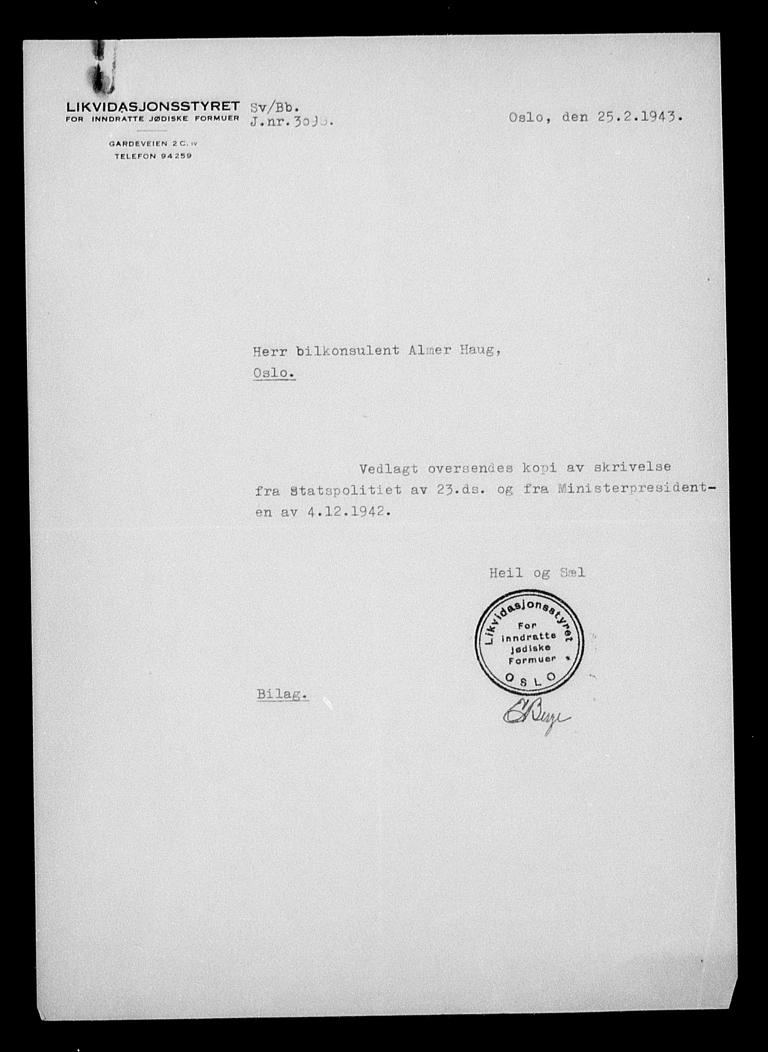 Justisdepartementet, Tilbakeføringskontoret for inndratte formuer, AV/RA-S-1564/H/Hc/Hcc/L0949: --, 1945-1947, p. 12