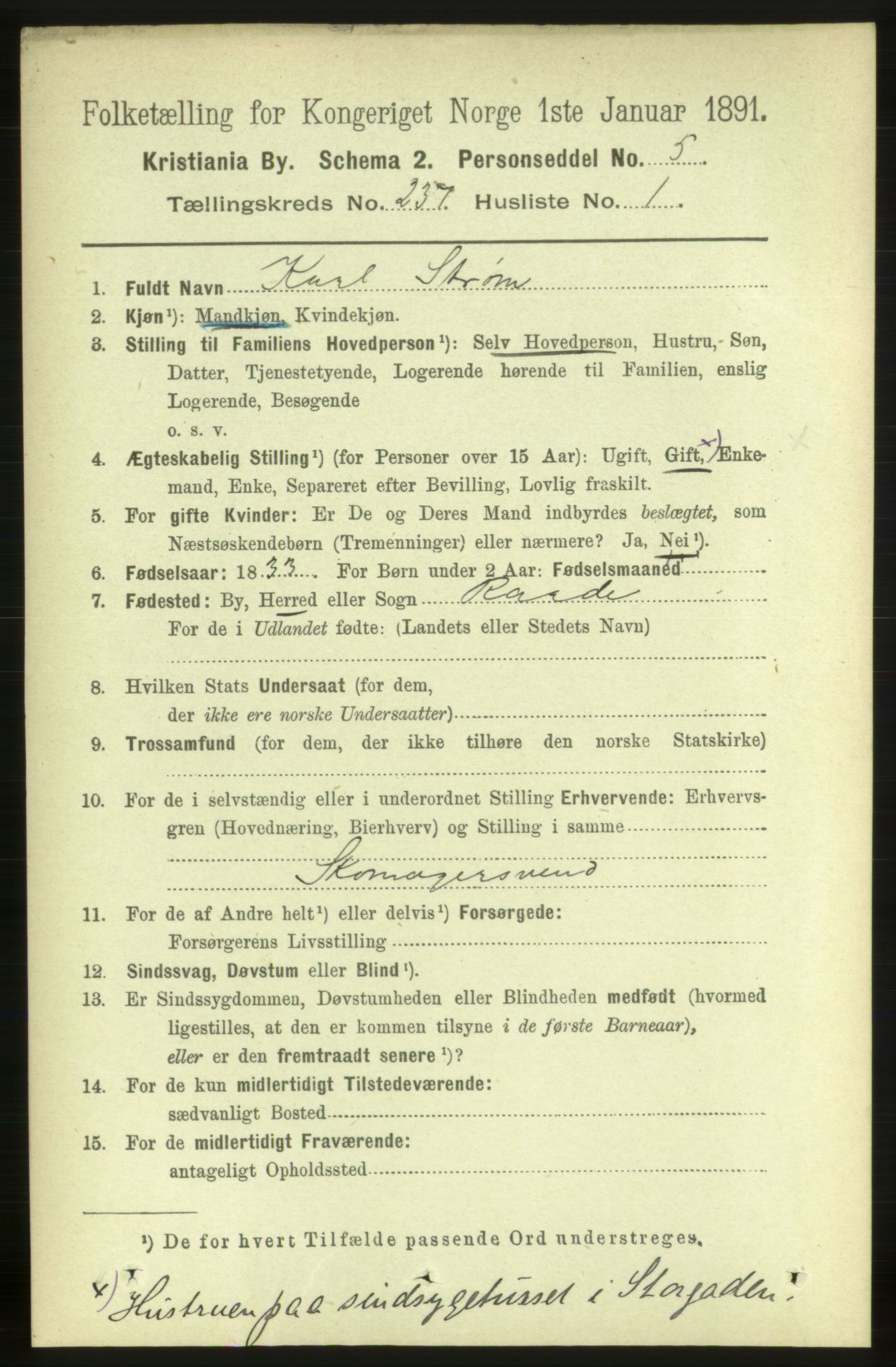 RA, 1891 census for 0301 Kristiania, 1891, p. 144134