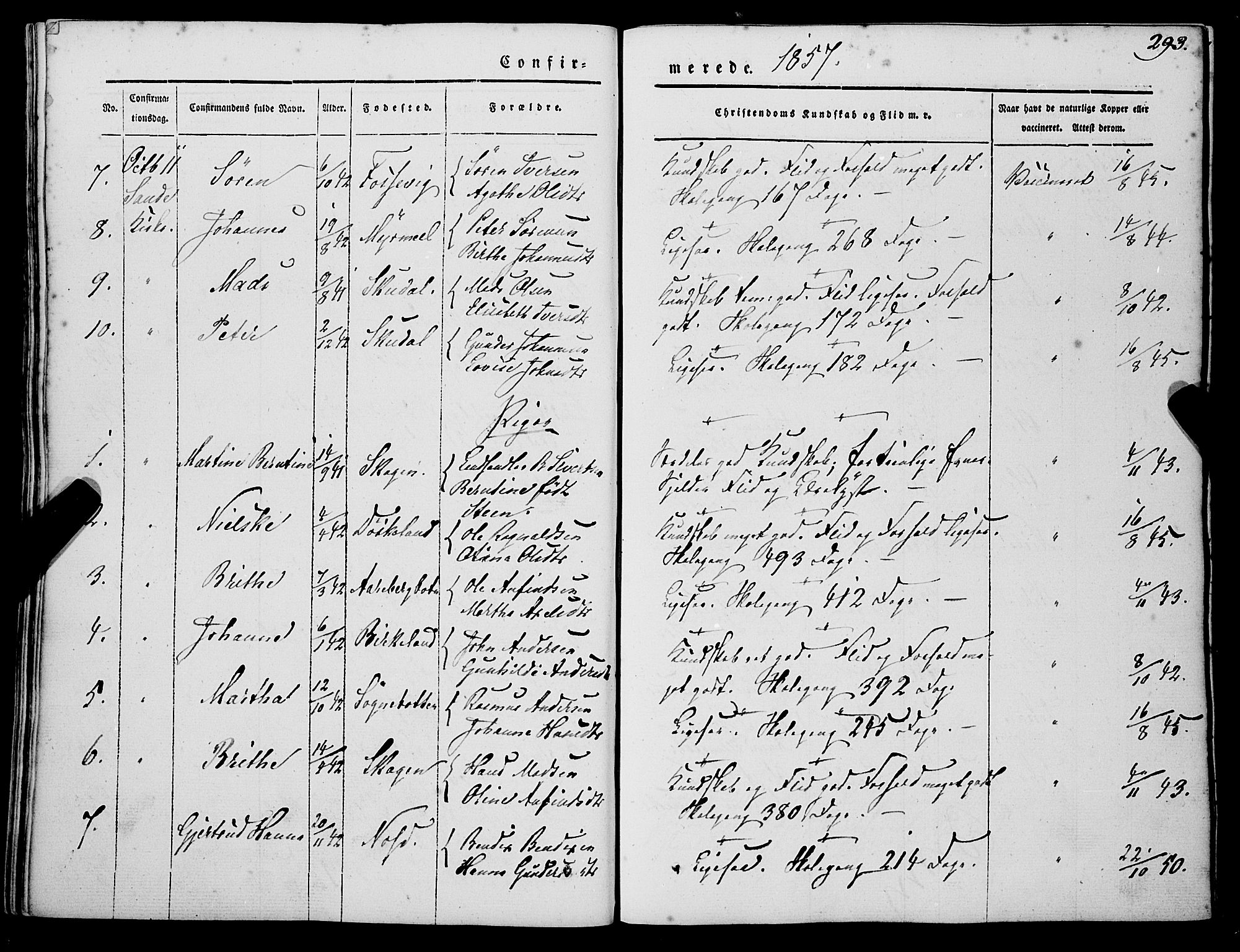 Gaular sokneprestembete, AV/SAB-A-80001/H/Haa: Parish register (official) no. A 4I, 1840-1859, p. 293