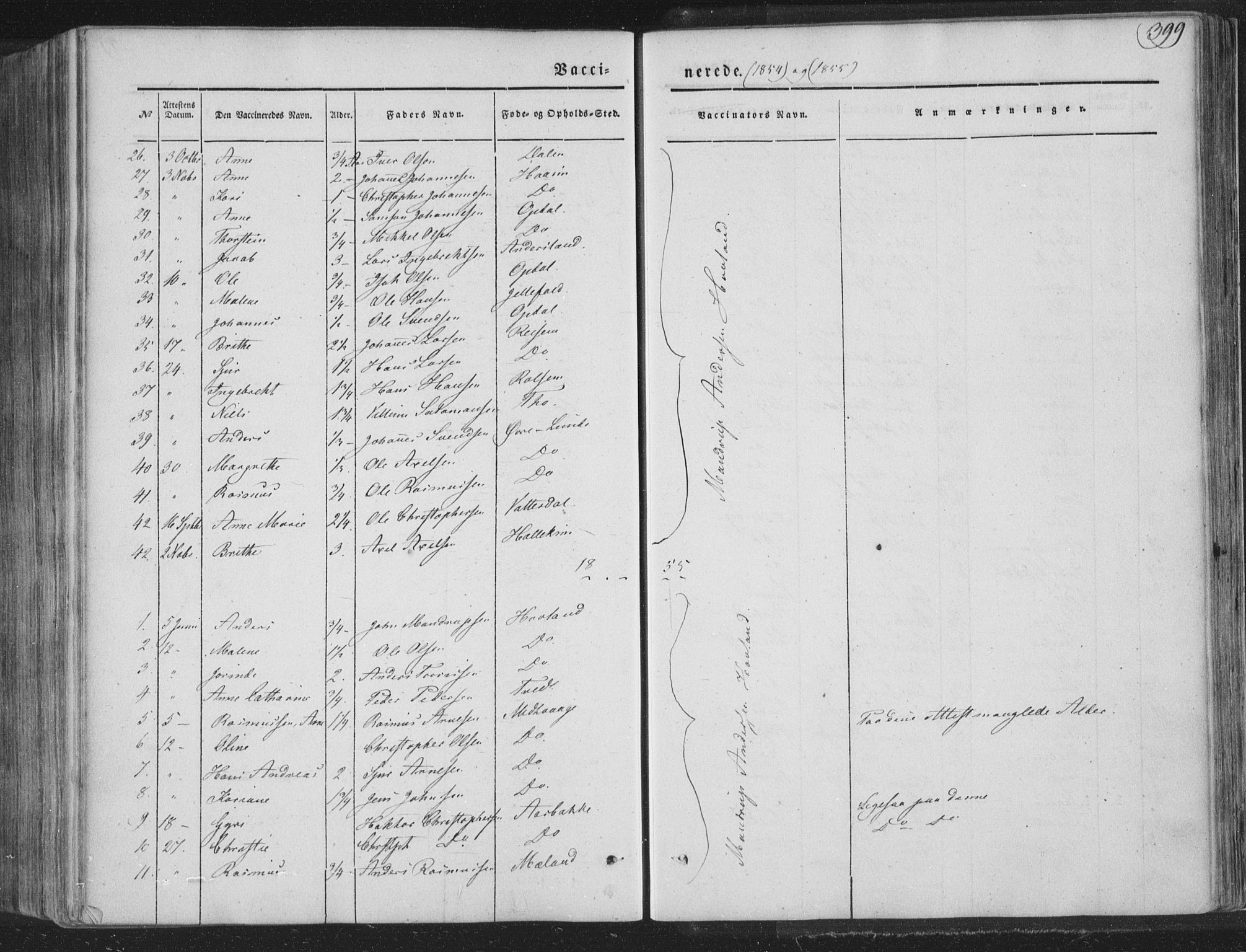 Tysnes sokneprestembete, AV/SAB-A-78601/H/Haa: Parish register (official) no. A 10, 1848-1859, p. 399