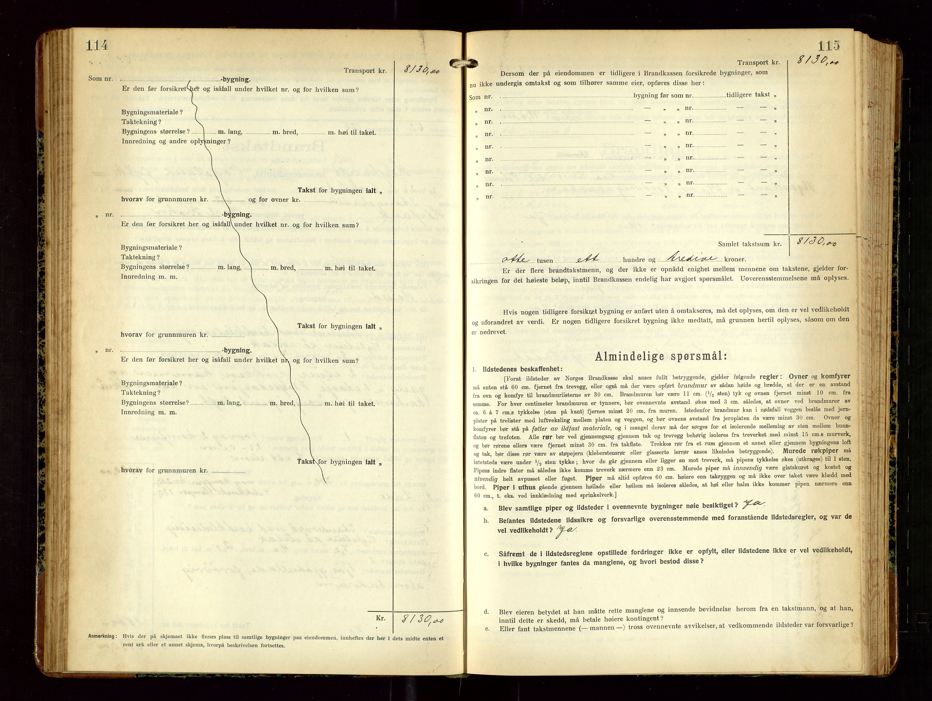 Høyland/Sandnes lensmannskontor, AV/SAST-A-100166/Gob/L0004: "Brandtakstprotokol", 1924-1933, p. 114-115