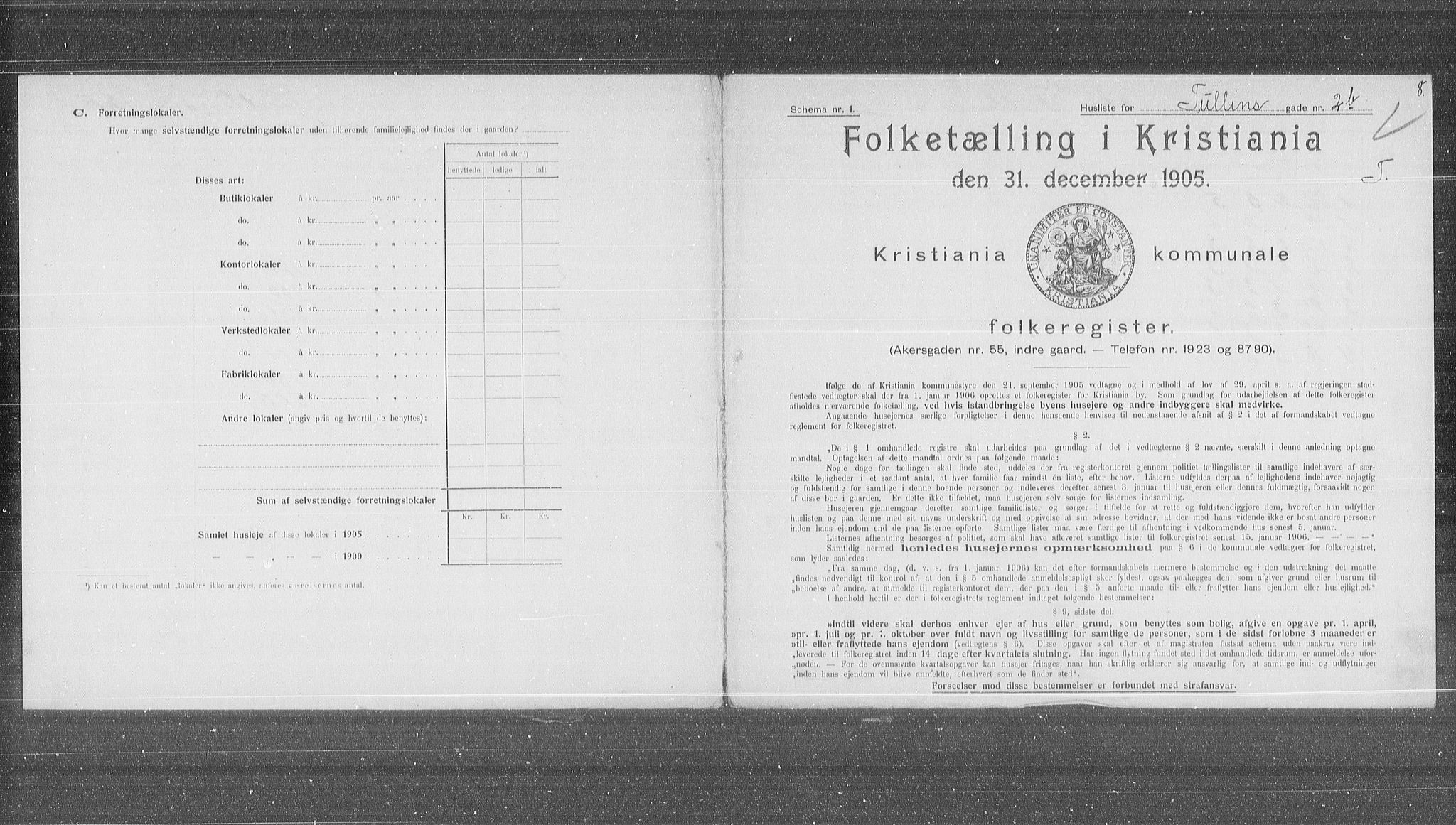 OBA, Municipal Census 1905 for Kristiania, 1905, p. 61627