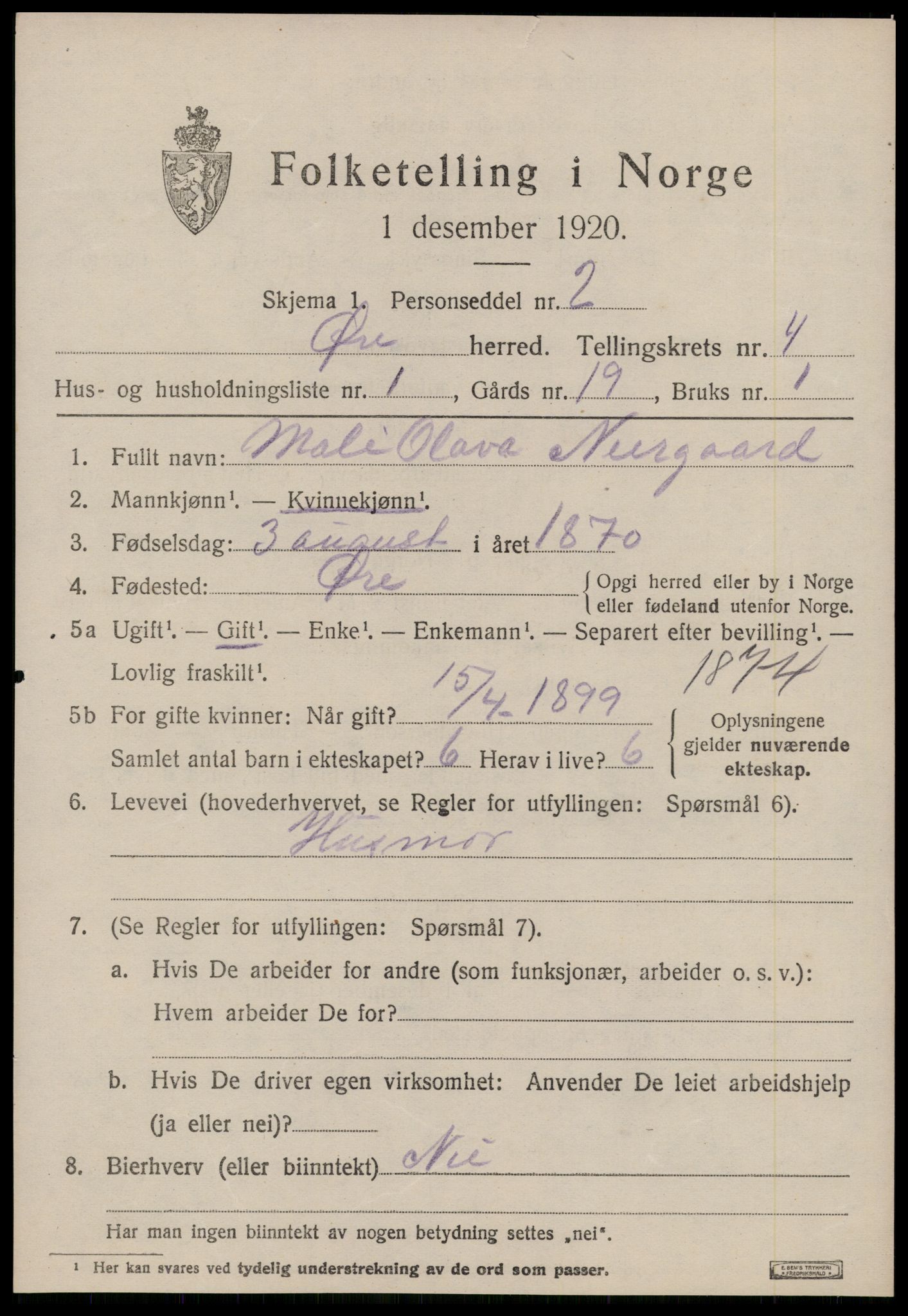 SAT, 1920 census for Øre, 1920, p. 2035