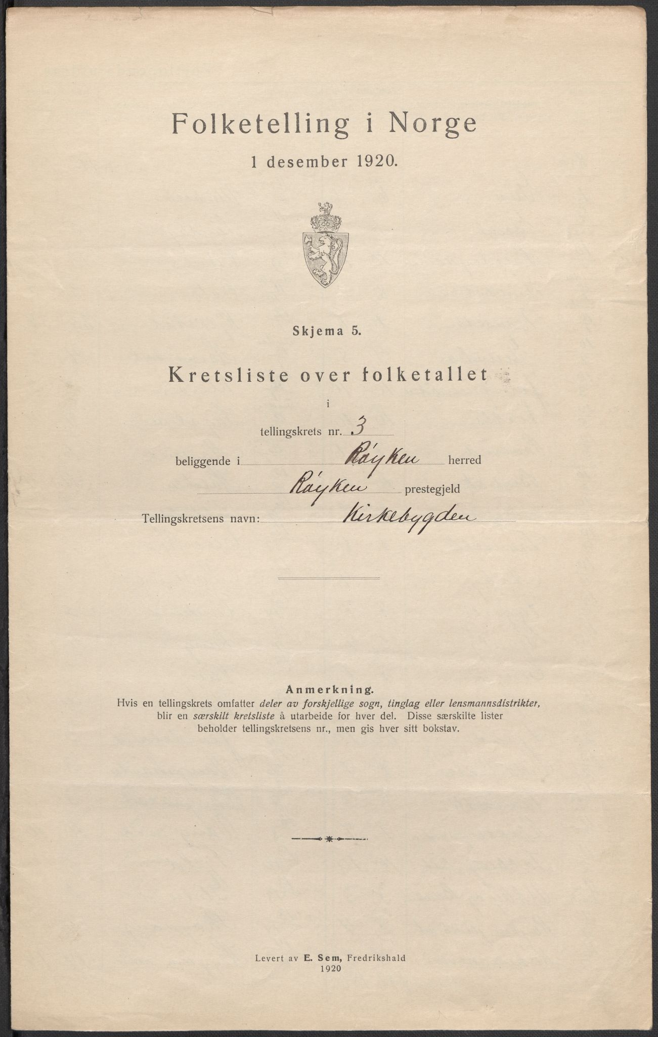 SAKO, 1920 census for Røyken, 1920, p. 14