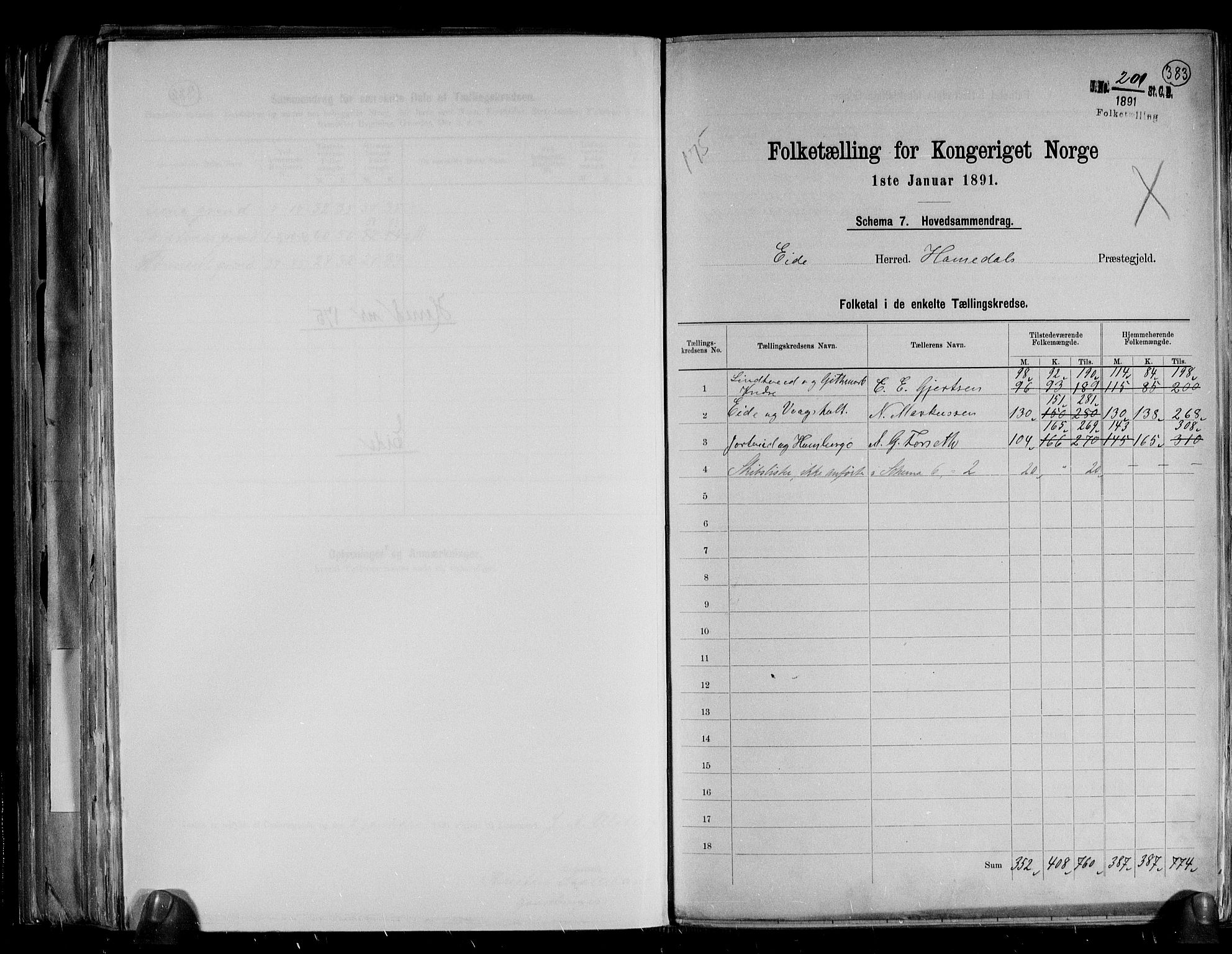 RA, 1891 census for 0925 Eide, 1891, p. 2