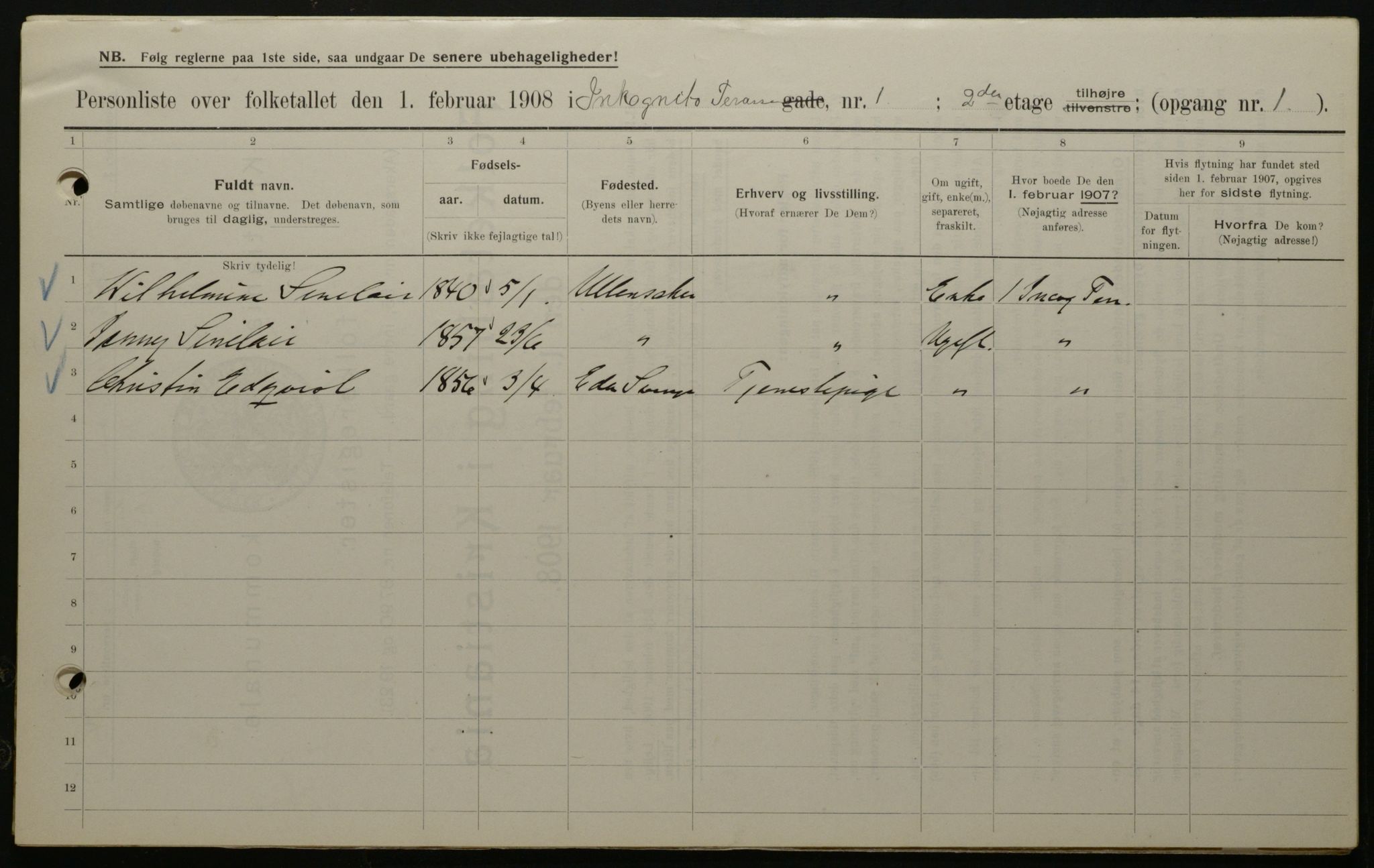 OBA, Municipal Census 1908 for Kristiania, 1908, p. 39823