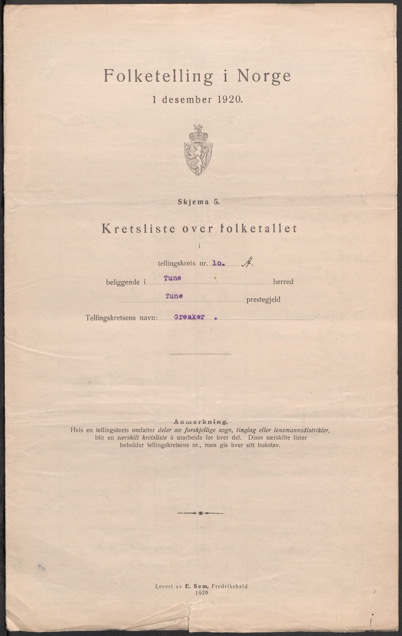 SAO, 1920 census for Tune, 1920, p. 36