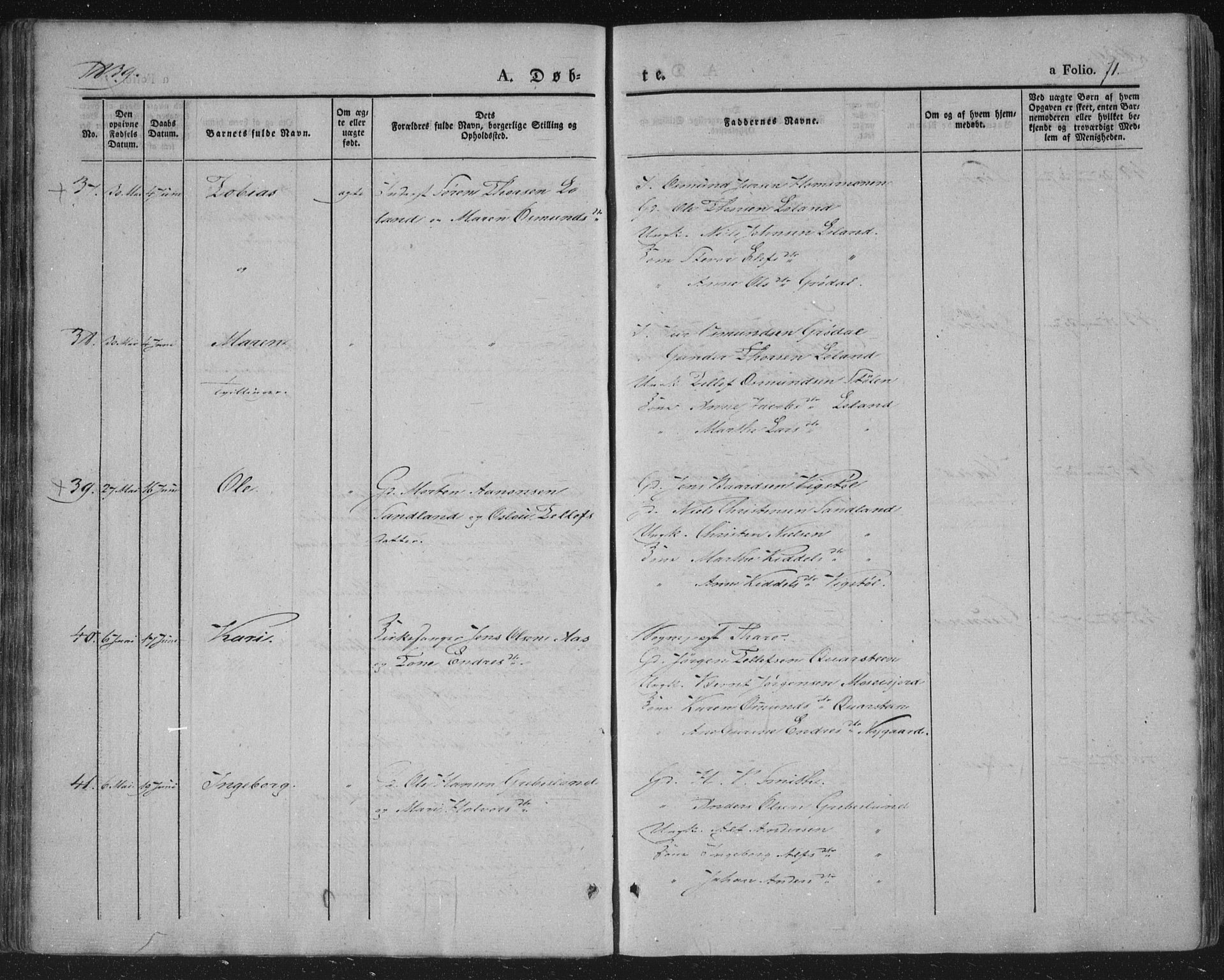 Vennesla sokneprestkontor, AV/SAK-1111-0045/Fa/Fac/L0004: Parish register (official) no. A 4, 1834-1855, p. 71