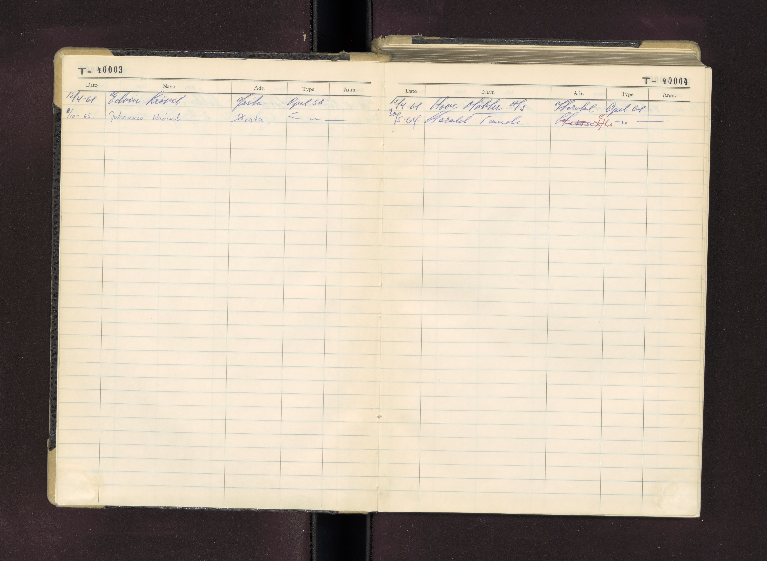 Møre og Romsdal vegkontor - Ålesund trafikkstasjon, AV/SAT-A-4099/F/Fc/L0033: Bilregister; T 40000 - T 40499, 1960-1970