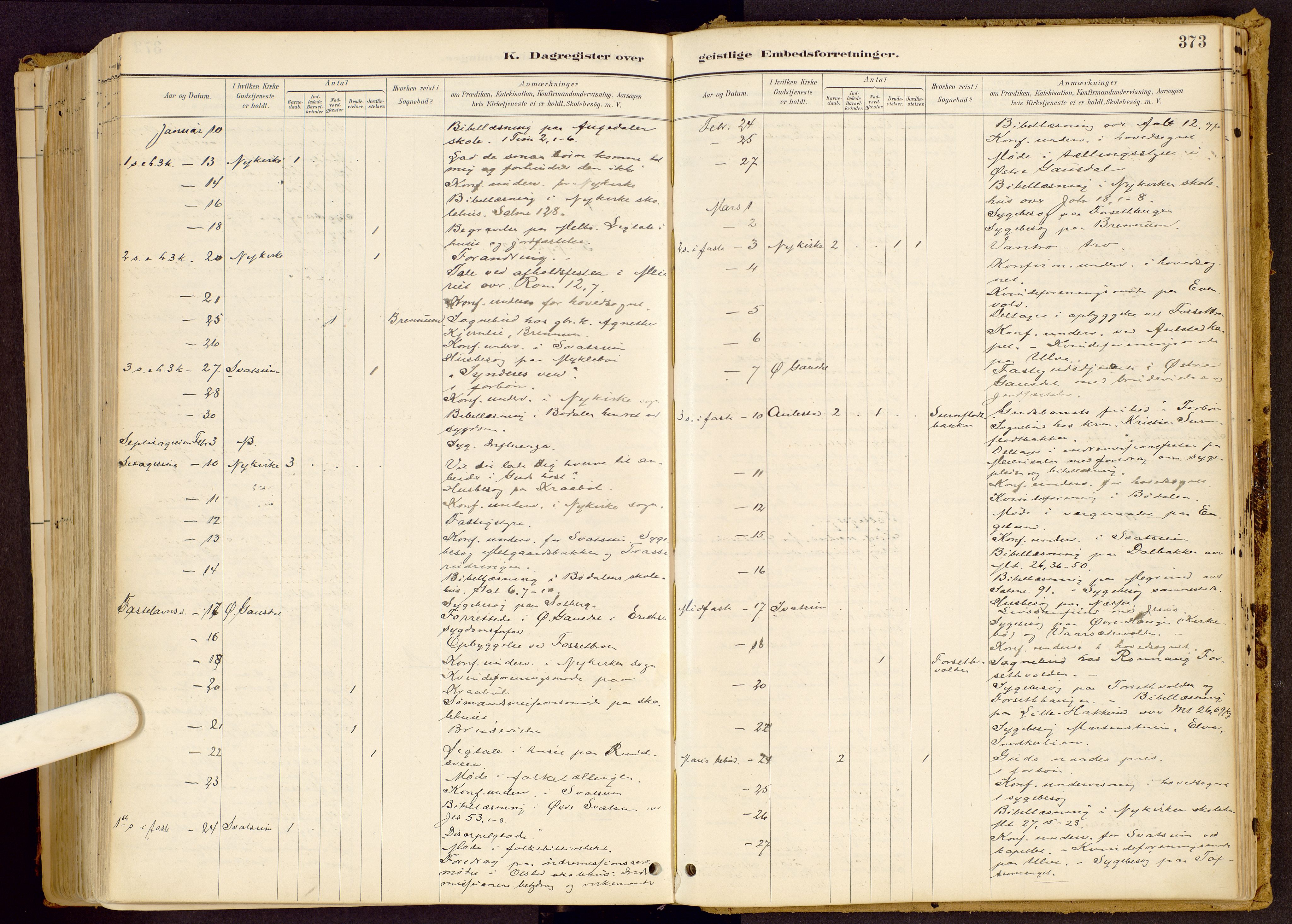 Vestre Gausdal prestekontor, SAH/PREST-094/H/Ha/Haa/L0001: Parish register (official) no. 1, 1887-1914, p. 373