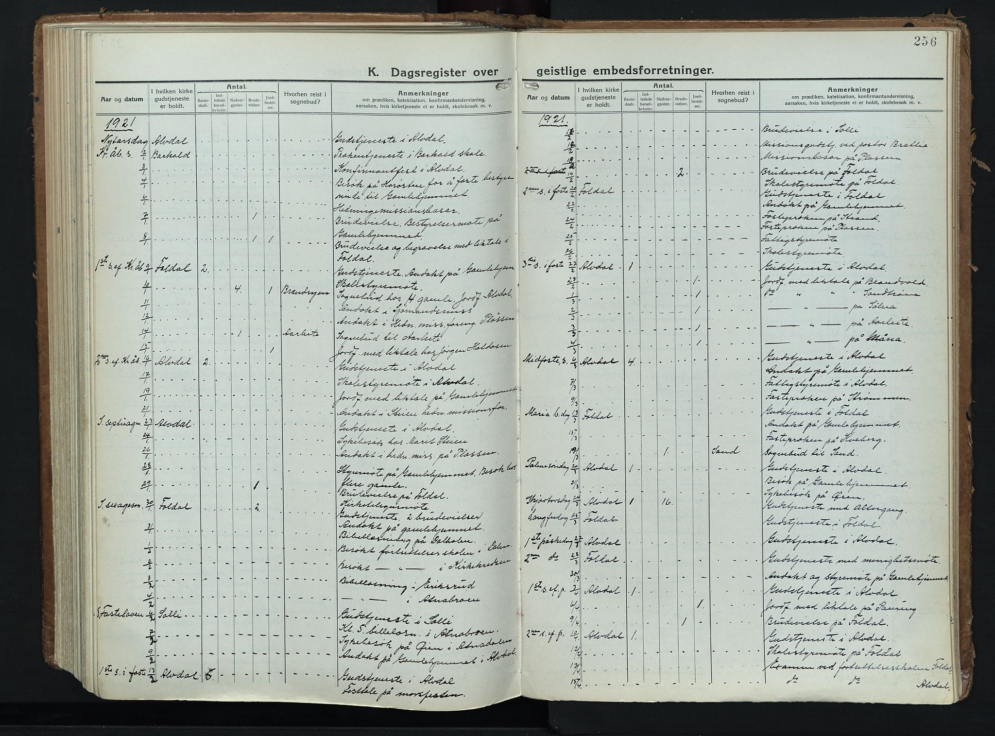 Alvdal prestekontor, SAH/PREST-060/H/Ha/Haa/L0006: Parish register (official) no. 6, 1920-1937, p. 256