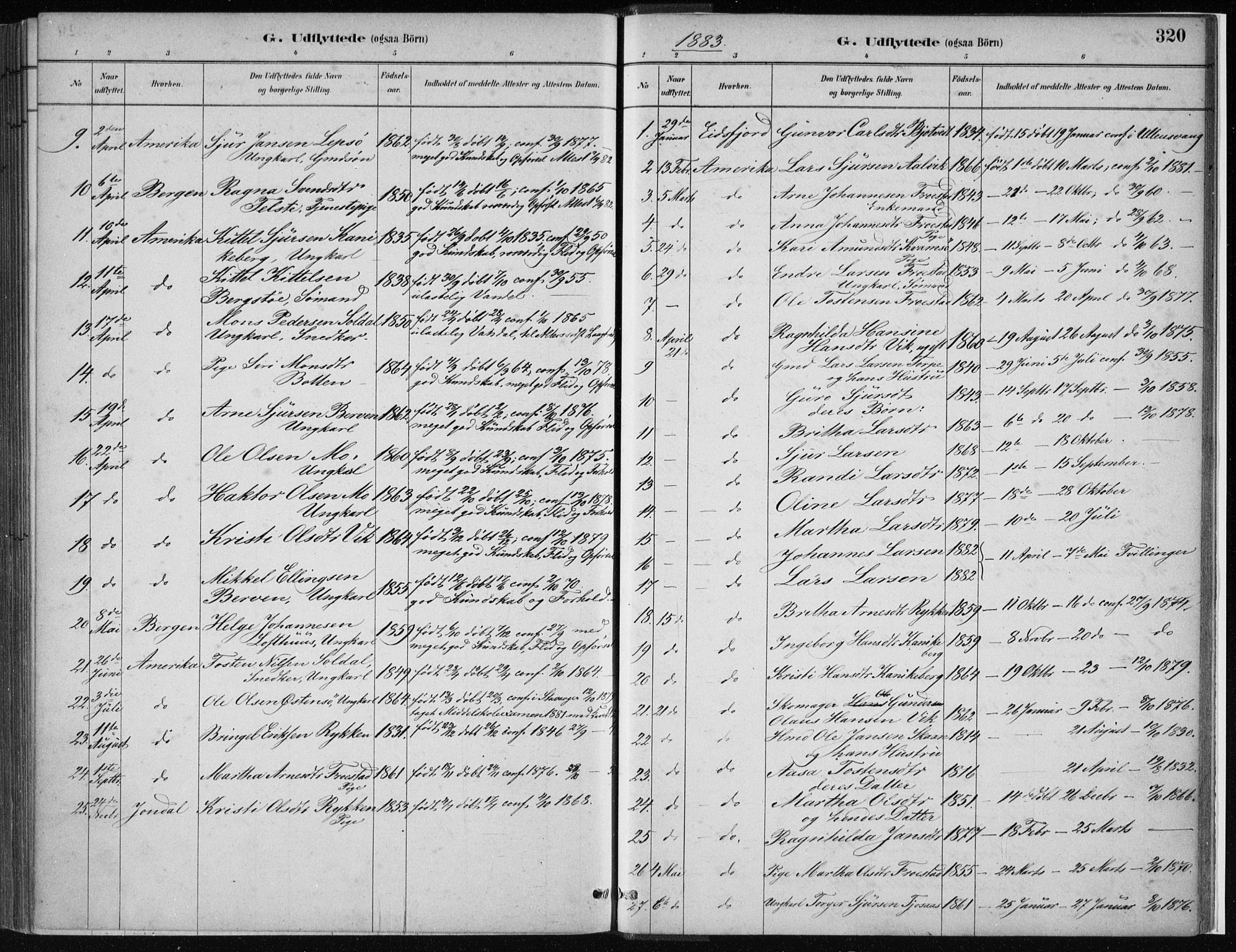 Kvam sokneprestembete, SAB/A-76201/H/Haa: Parish register (official) no. C  1, 1880-1906, p. 320