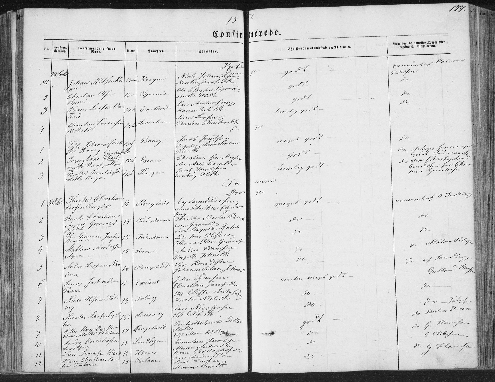 Brunlanes kirkebøker, AV/SAKO-A-342/F/Fa/L0004: Parish register (official) no. I 4, 1846-1862, p. 177