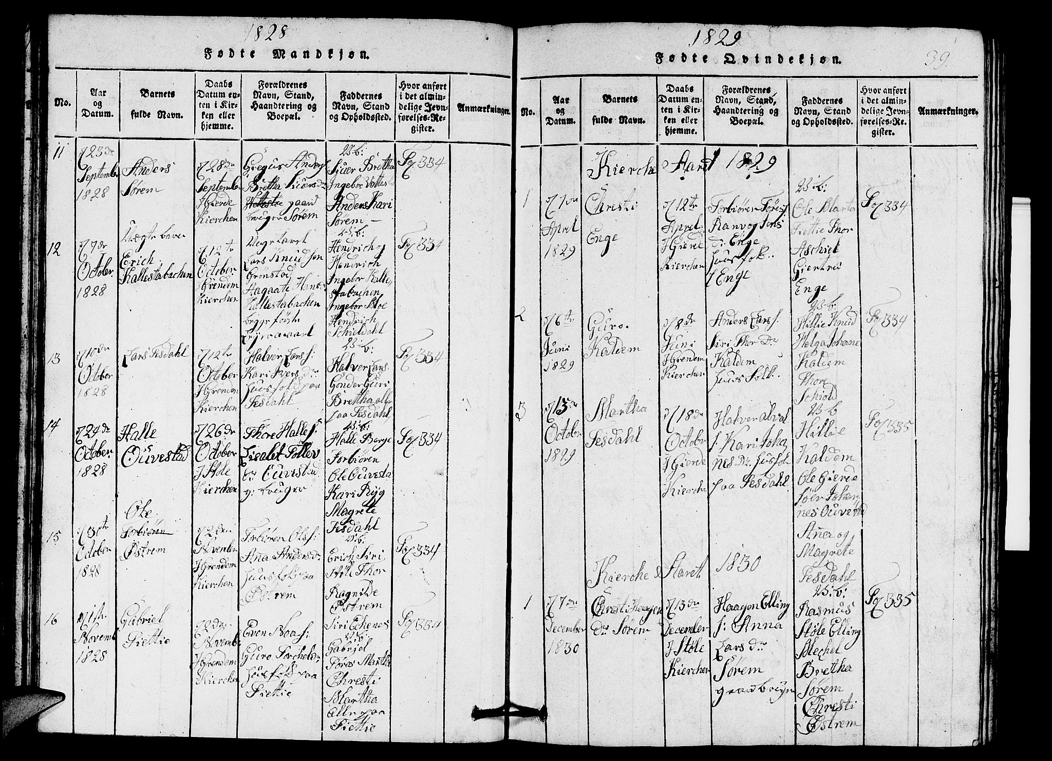Etne sokneprestembete, SAB/A-75001/H/Hab: Parish register (copy) no. A 1, 1815-1849, p. 39