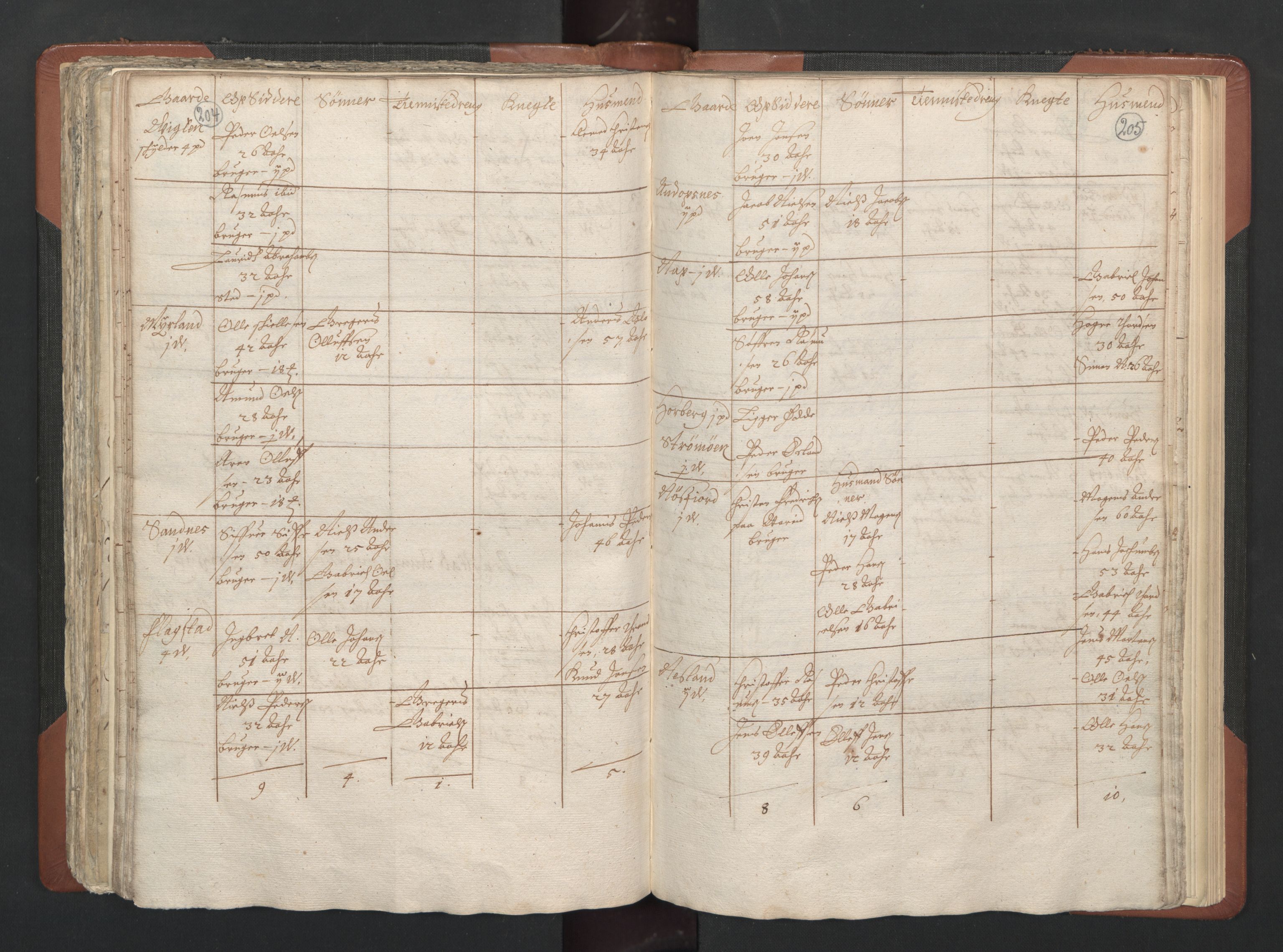 RA, Bailiff's Census 1664-1666, no. 20: Modern Nordland county, modern Troms county and modern Finnmark county, 1665, p. 204-205