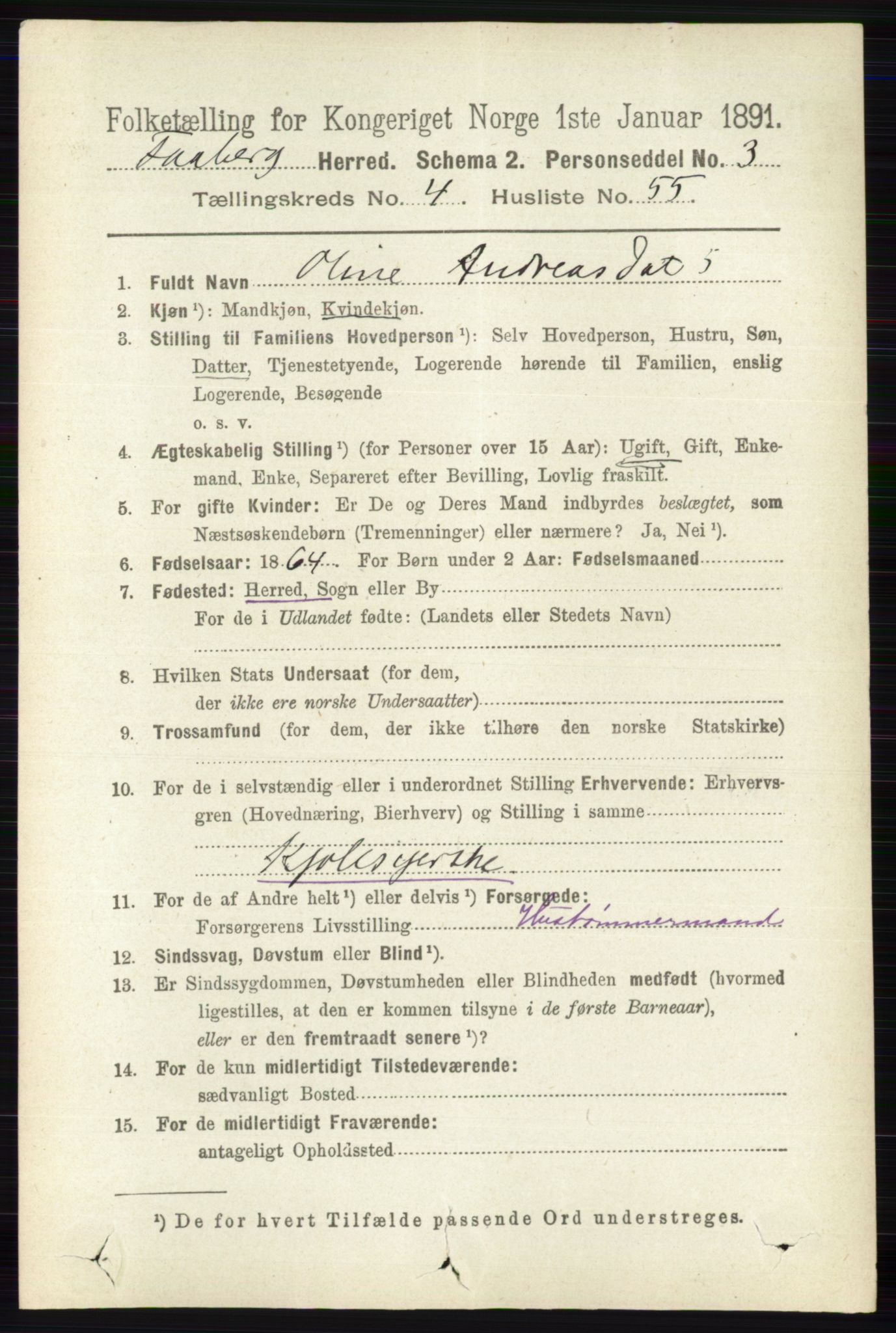 RA, 1891 census for 0524 Fåberg, 1891, p. 1546