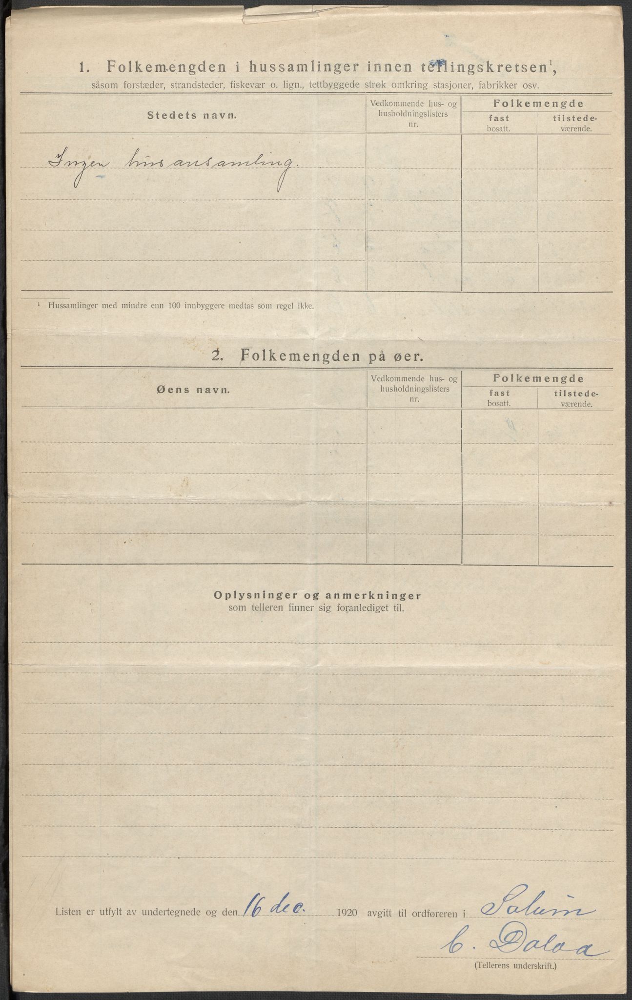 SAKO, 1920 census for Solum, 1920, p. 35