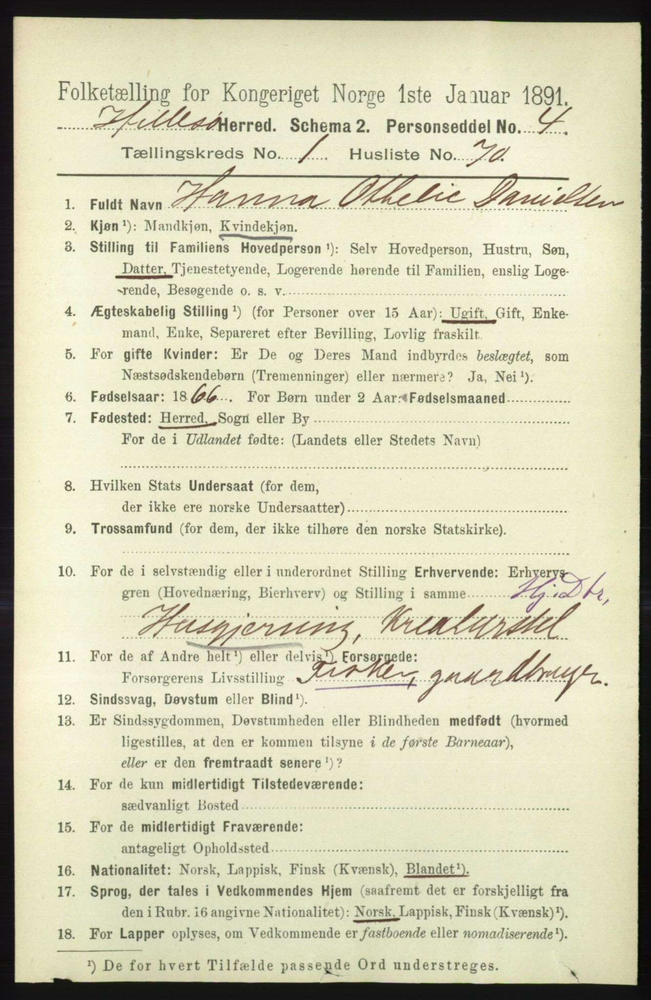 RA, 1891 census for 1930 Hillesøy, 1891, p. 559