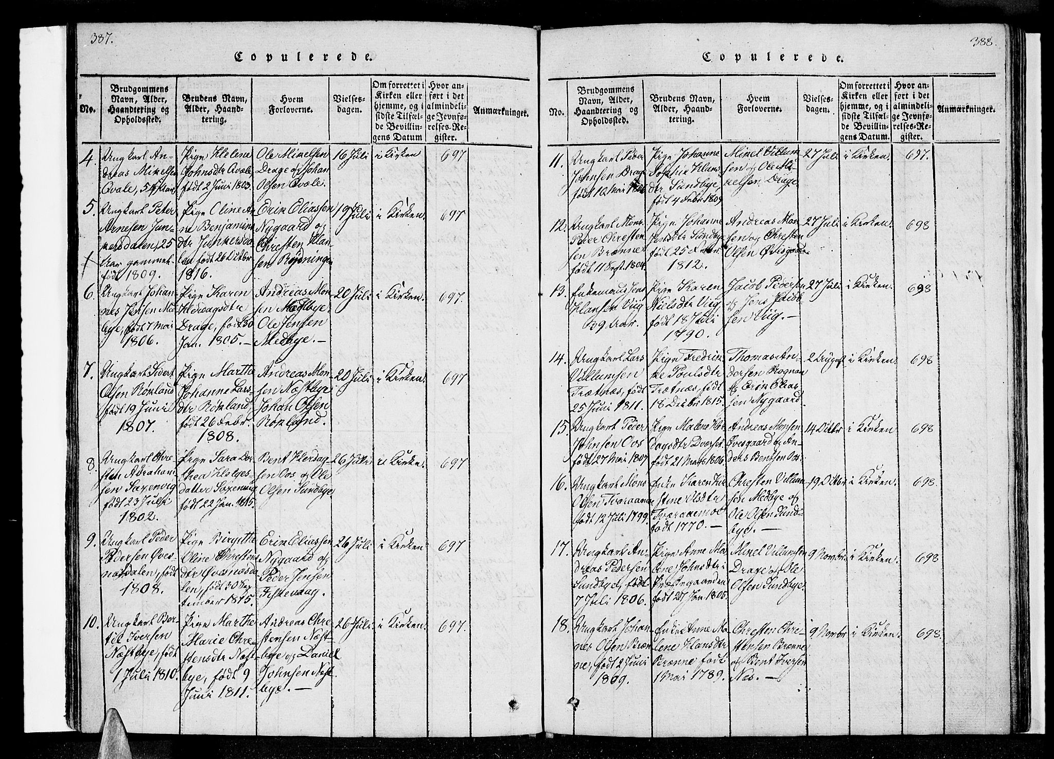 Ministerialprotokoller, klokkerbøker og fødselsregistre - Nordland, SAT/A-1459/847/L0665: Parish register (official) no. 847A05, 1818-1841, p. 387-388