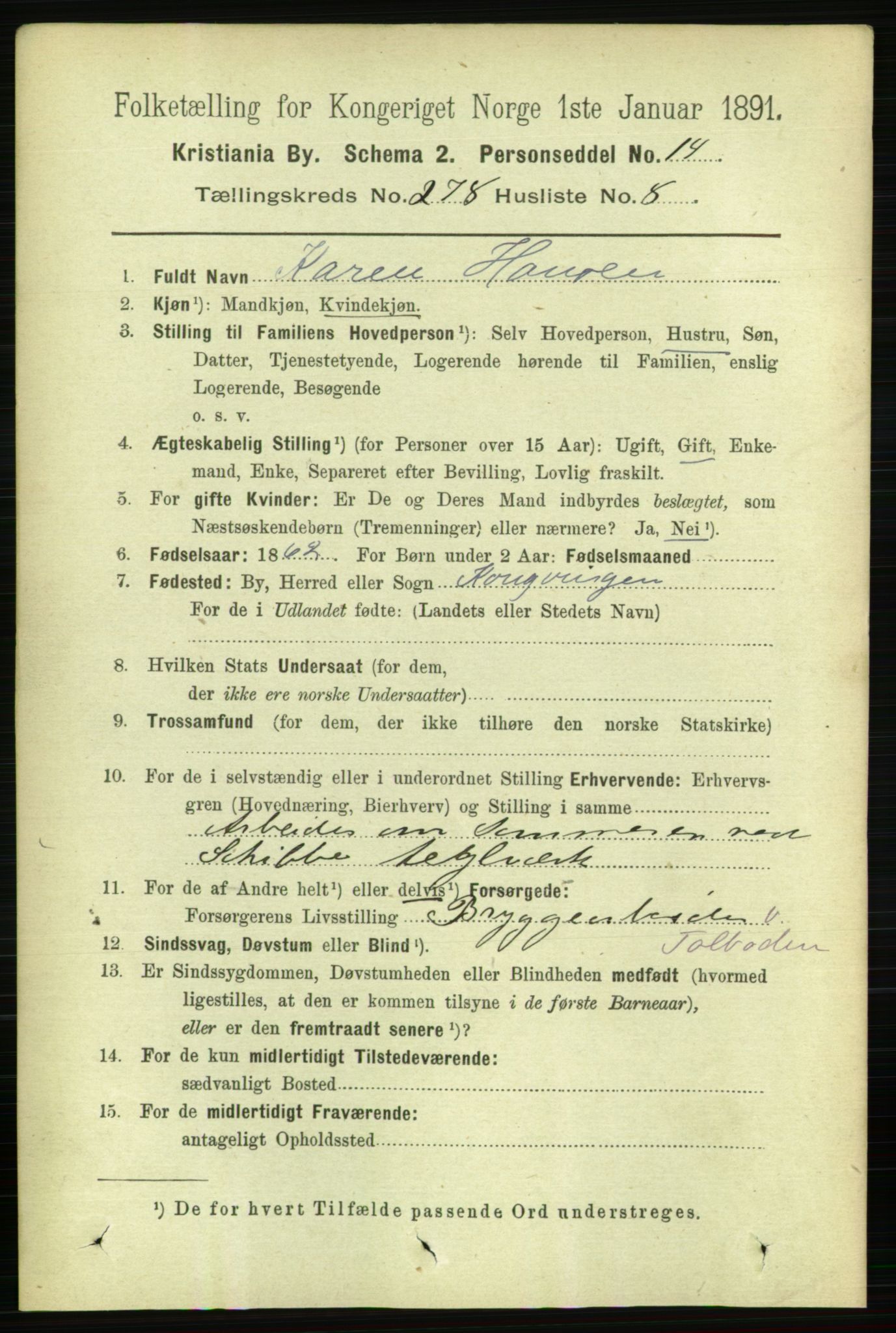 RA, 1891 census for 0301 Kristiania, 1891, p. 168982